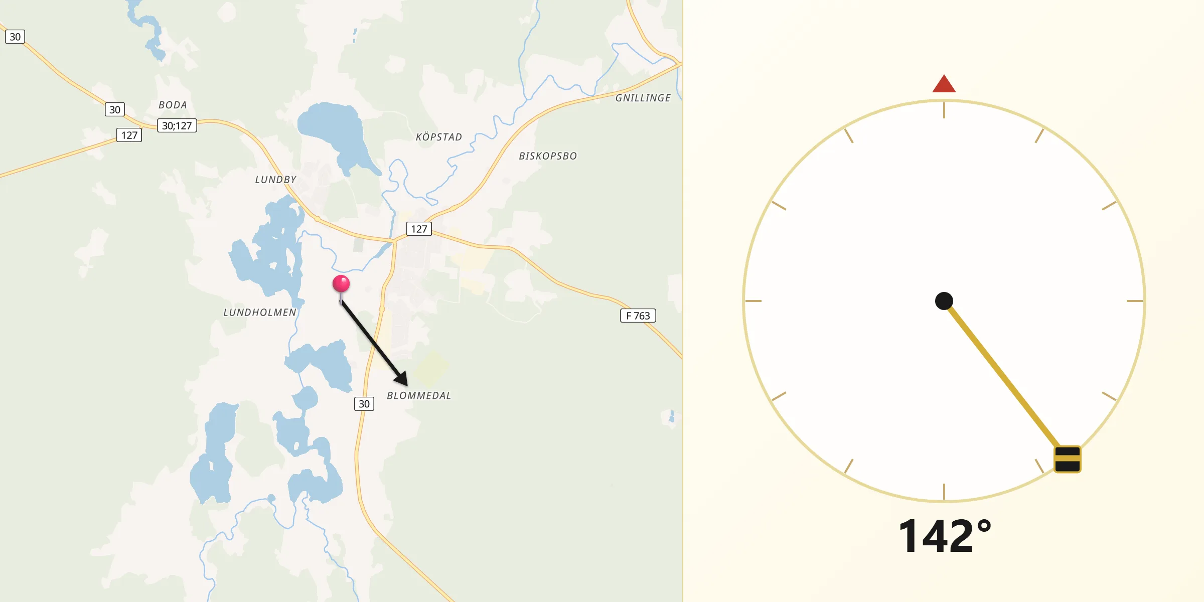 Qibla Riktning från Vrigstad