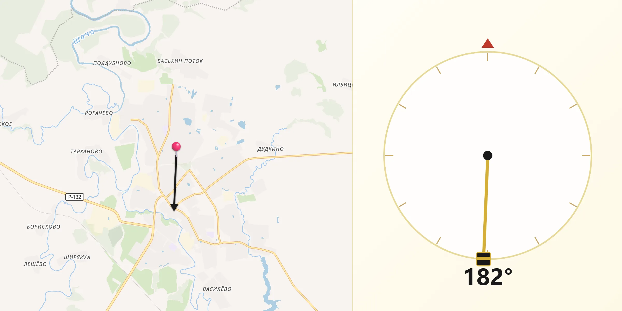 Направление Киблы из Приволжск