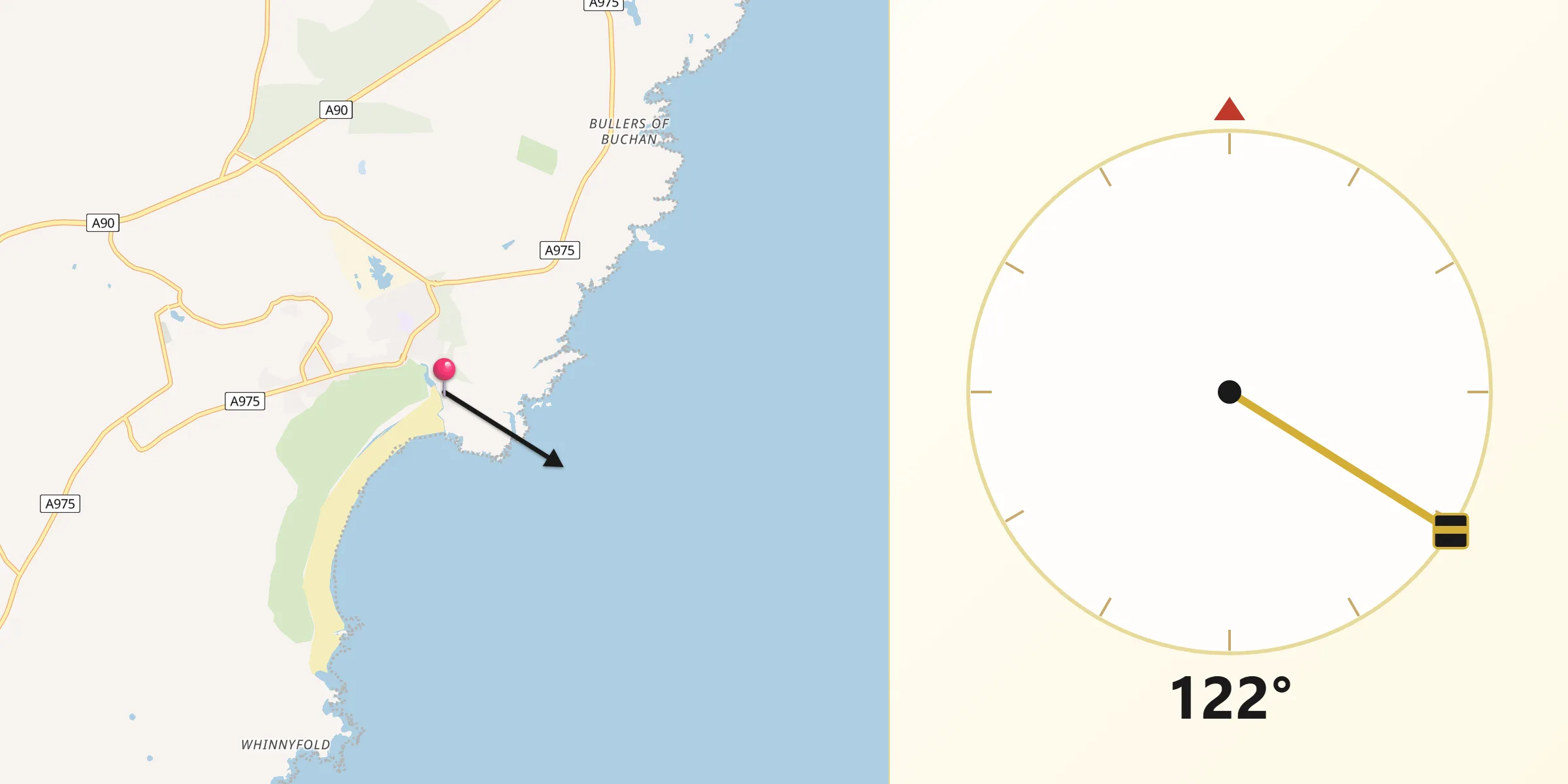 Qibla Direction from Port Erroll