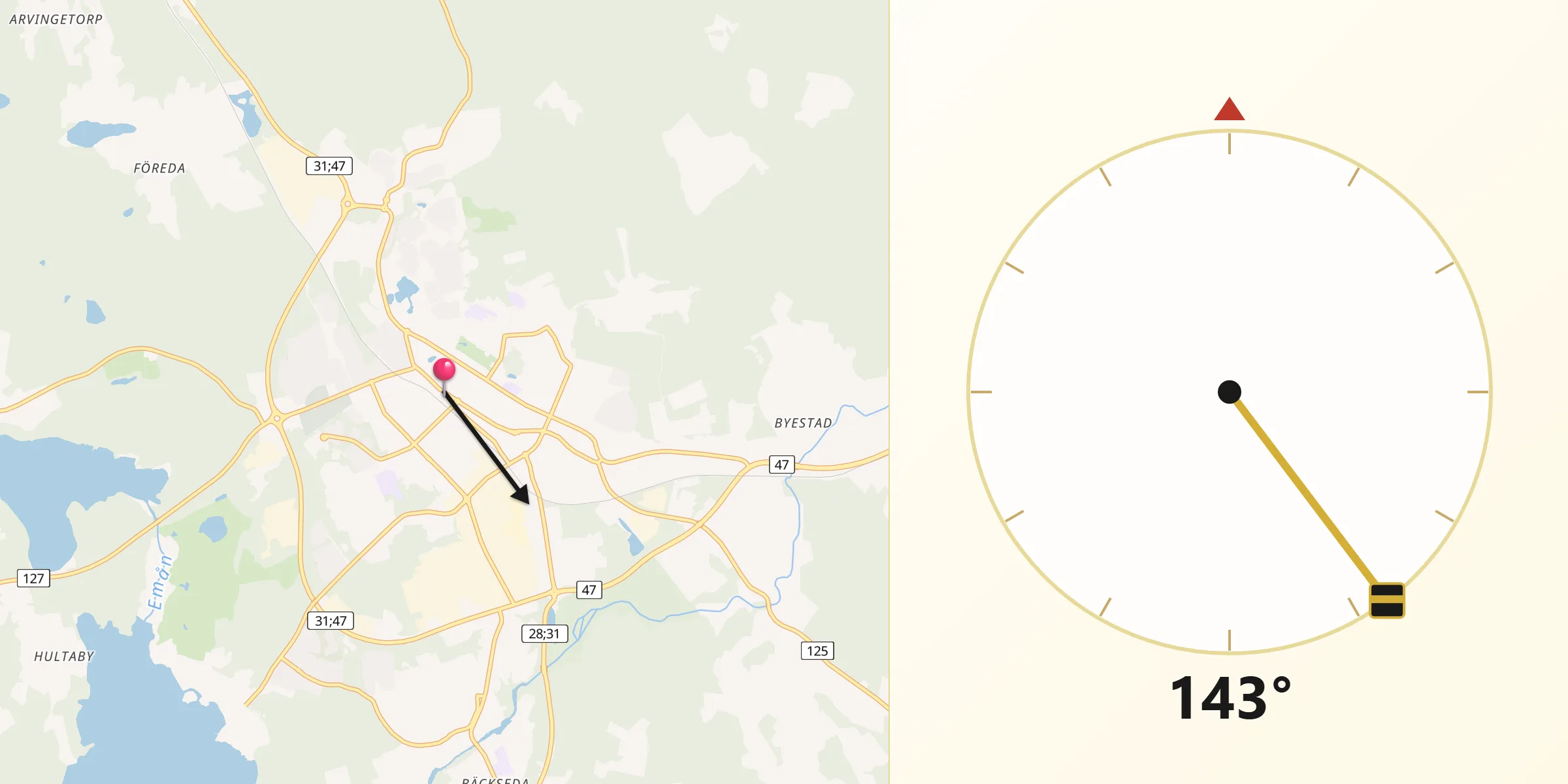 Qibla Riktning från Vetlanda