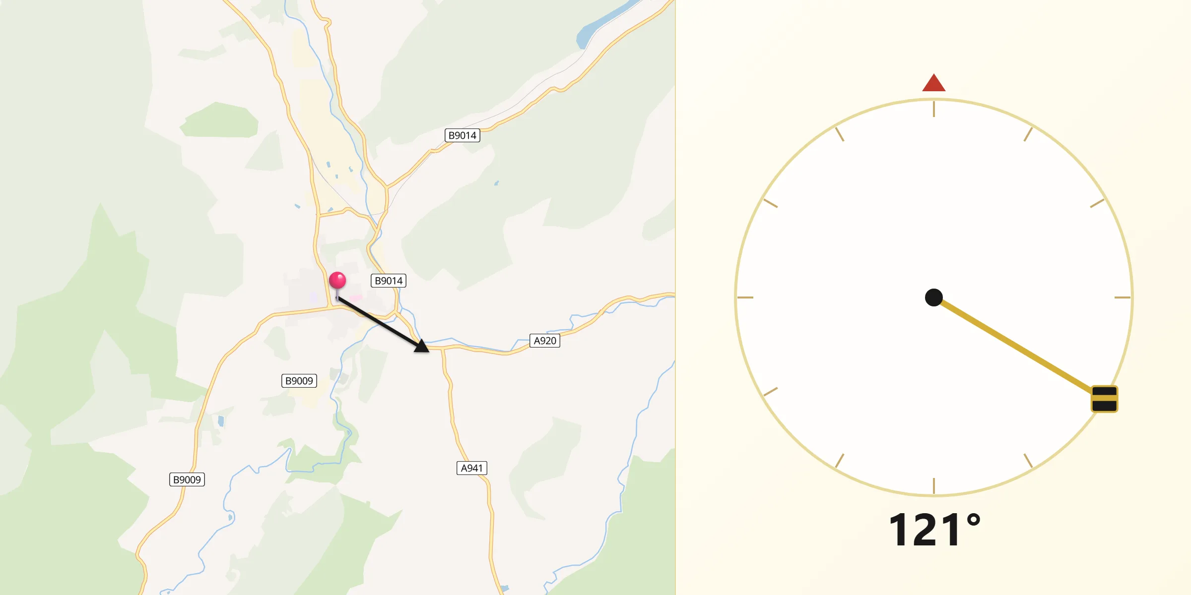 Qibla Direction from Dufftown