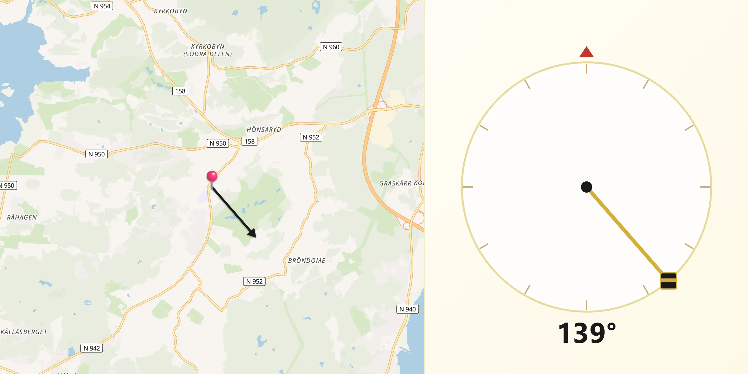 Qibla Riktning från Vallda