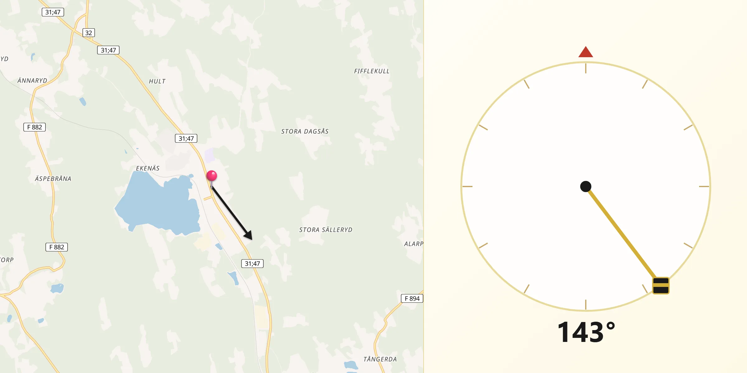 Qibla Riktning från Ekenässjön