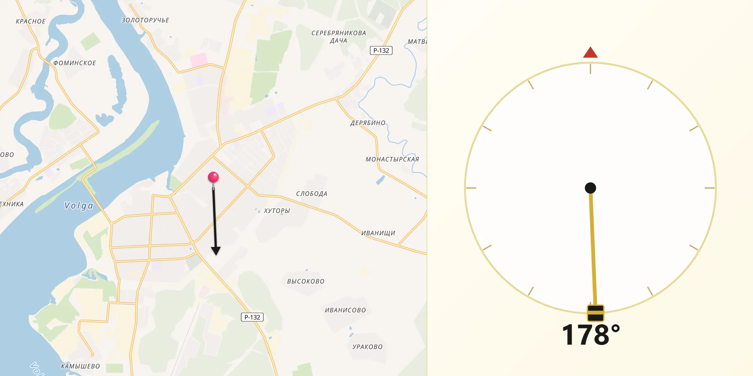 Направление Киблы из Углич
