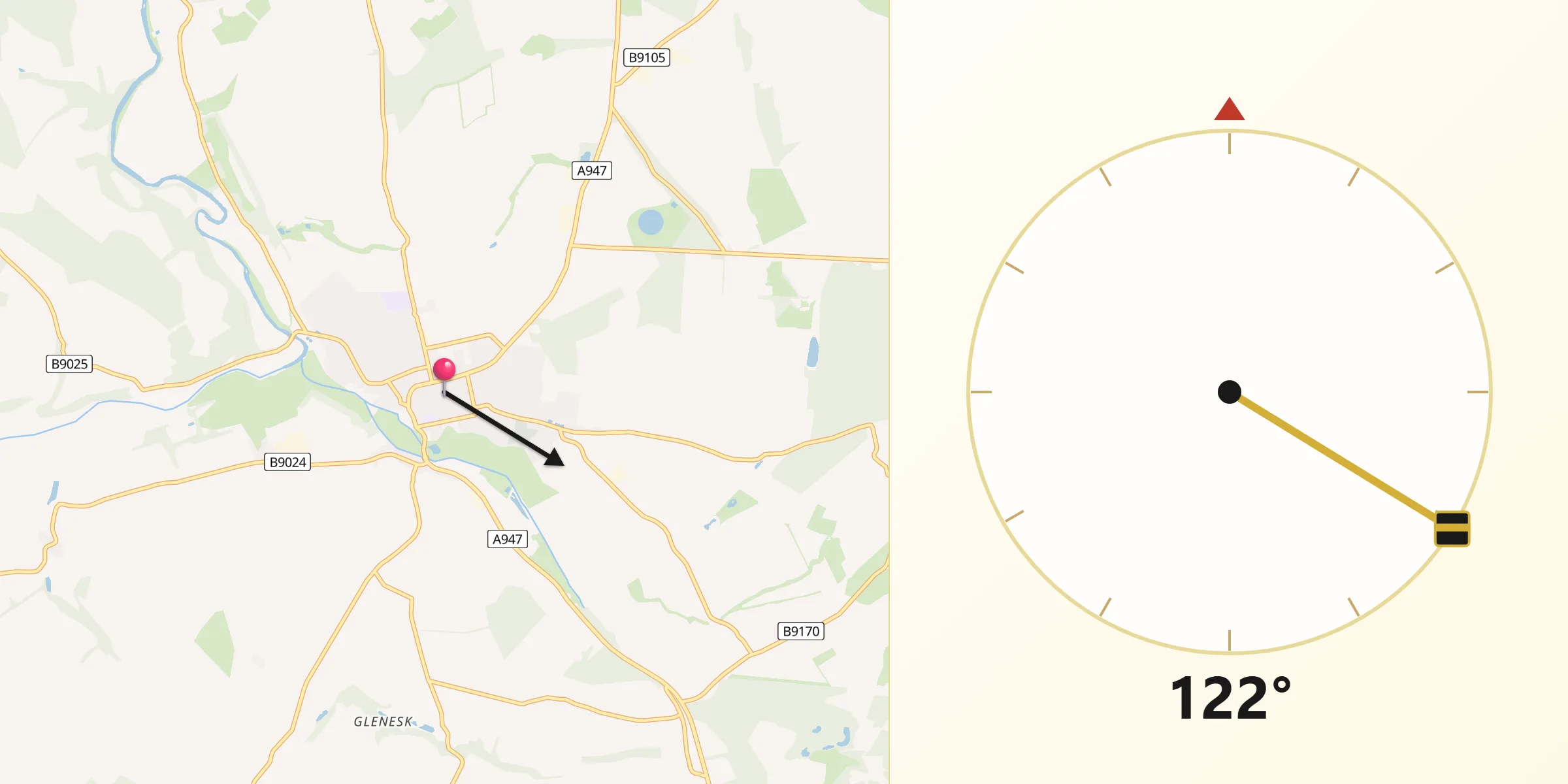 Qibla Direction from Turriff