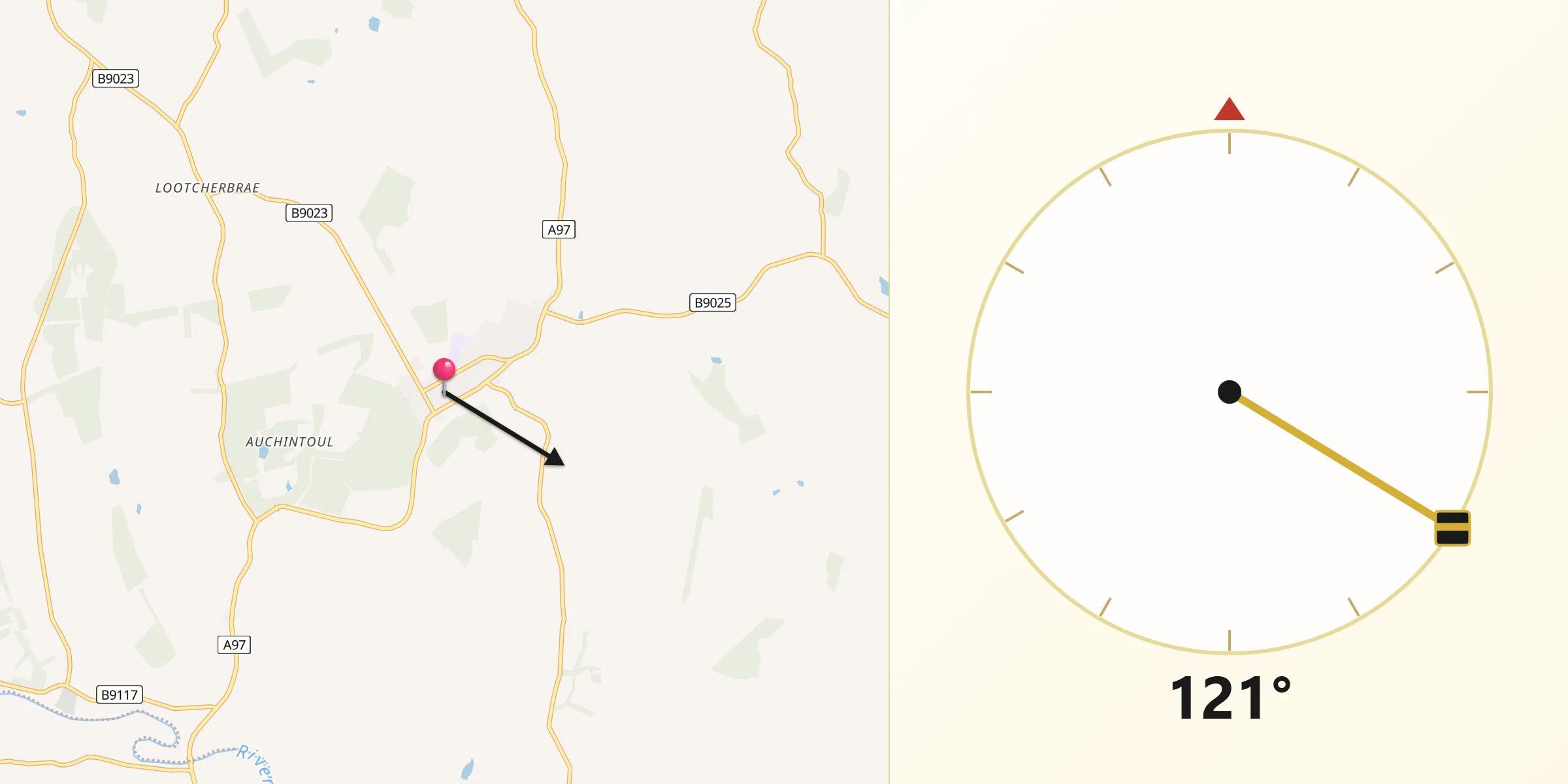 Qibla Direction from Aberchirder