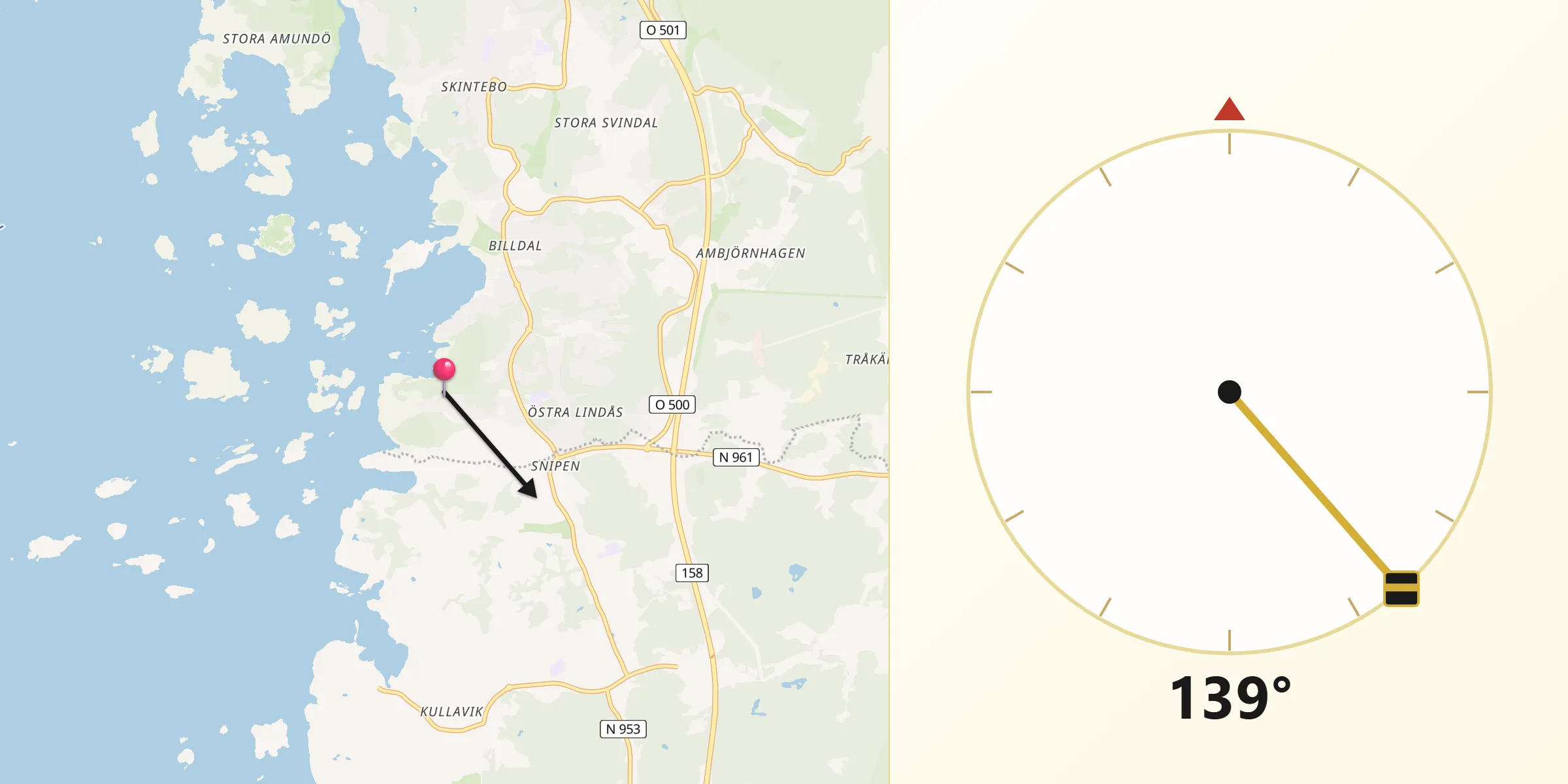 Qibla Riktning från Billdal