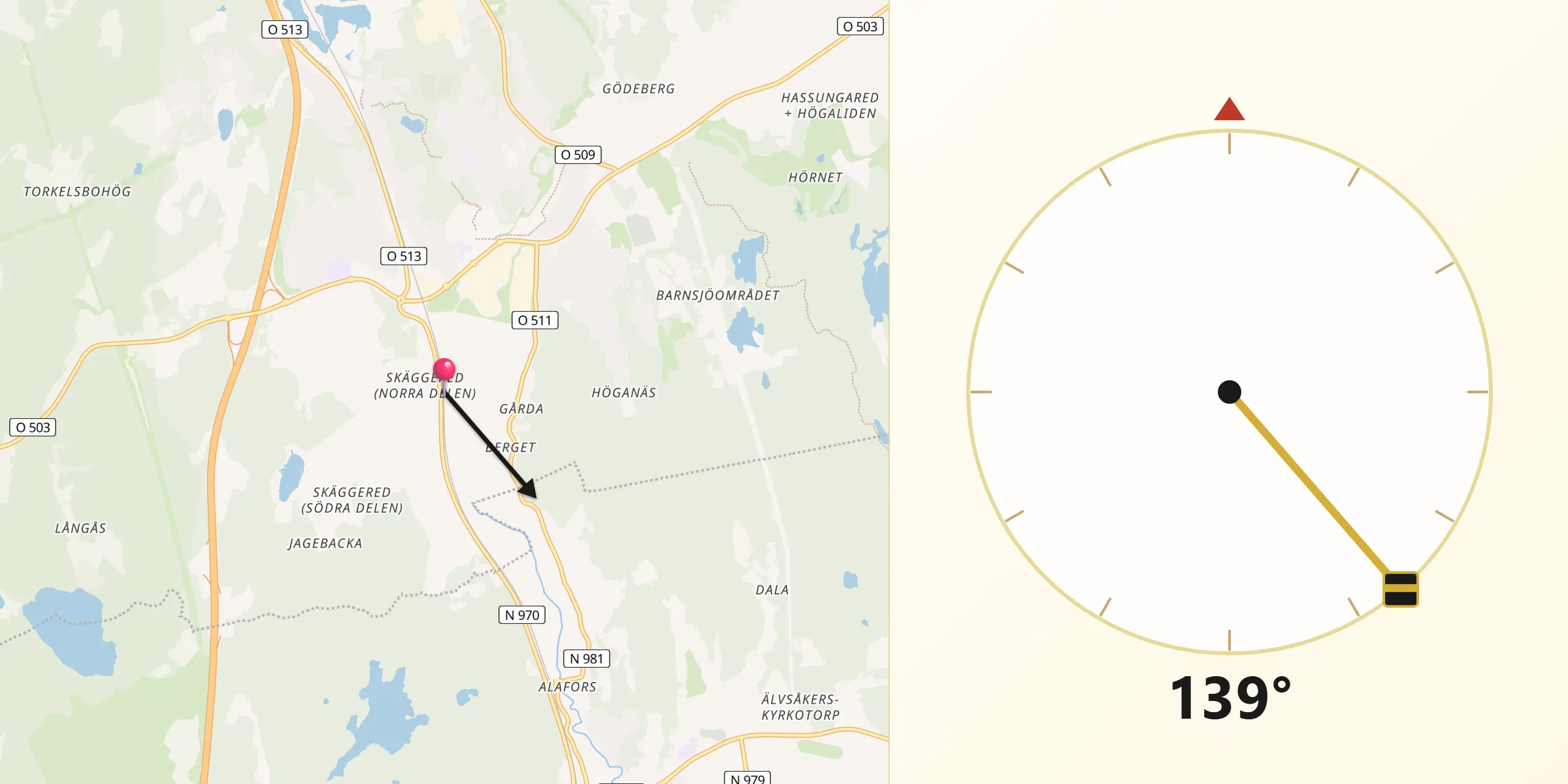 Qibla Riktning från Lindome