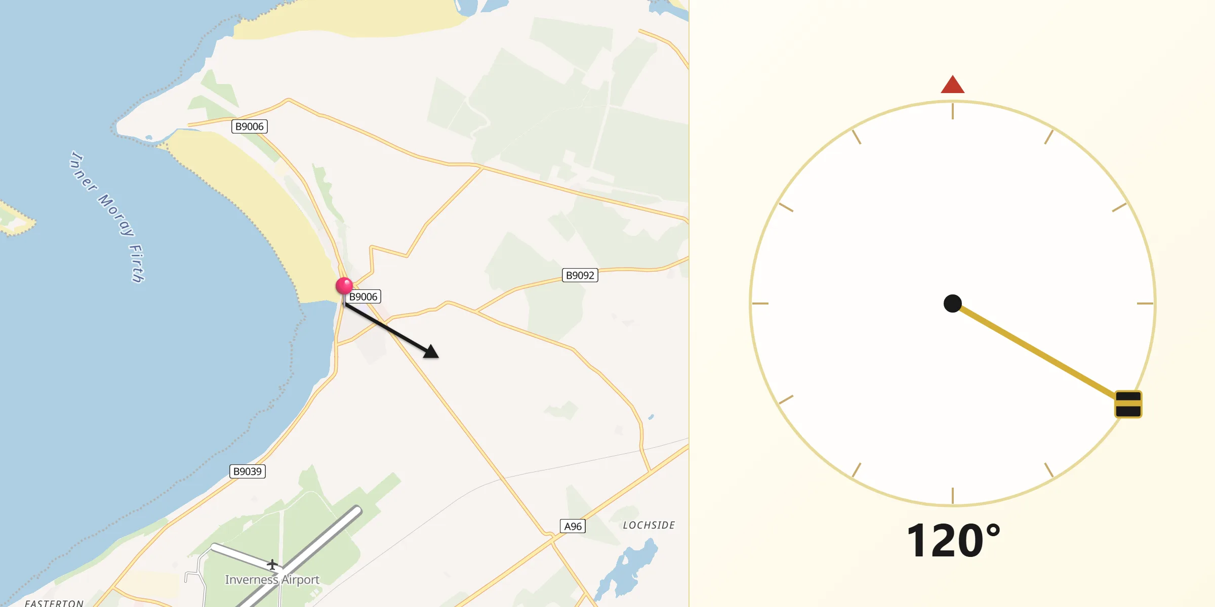 Qibla Direction from Ardersier
