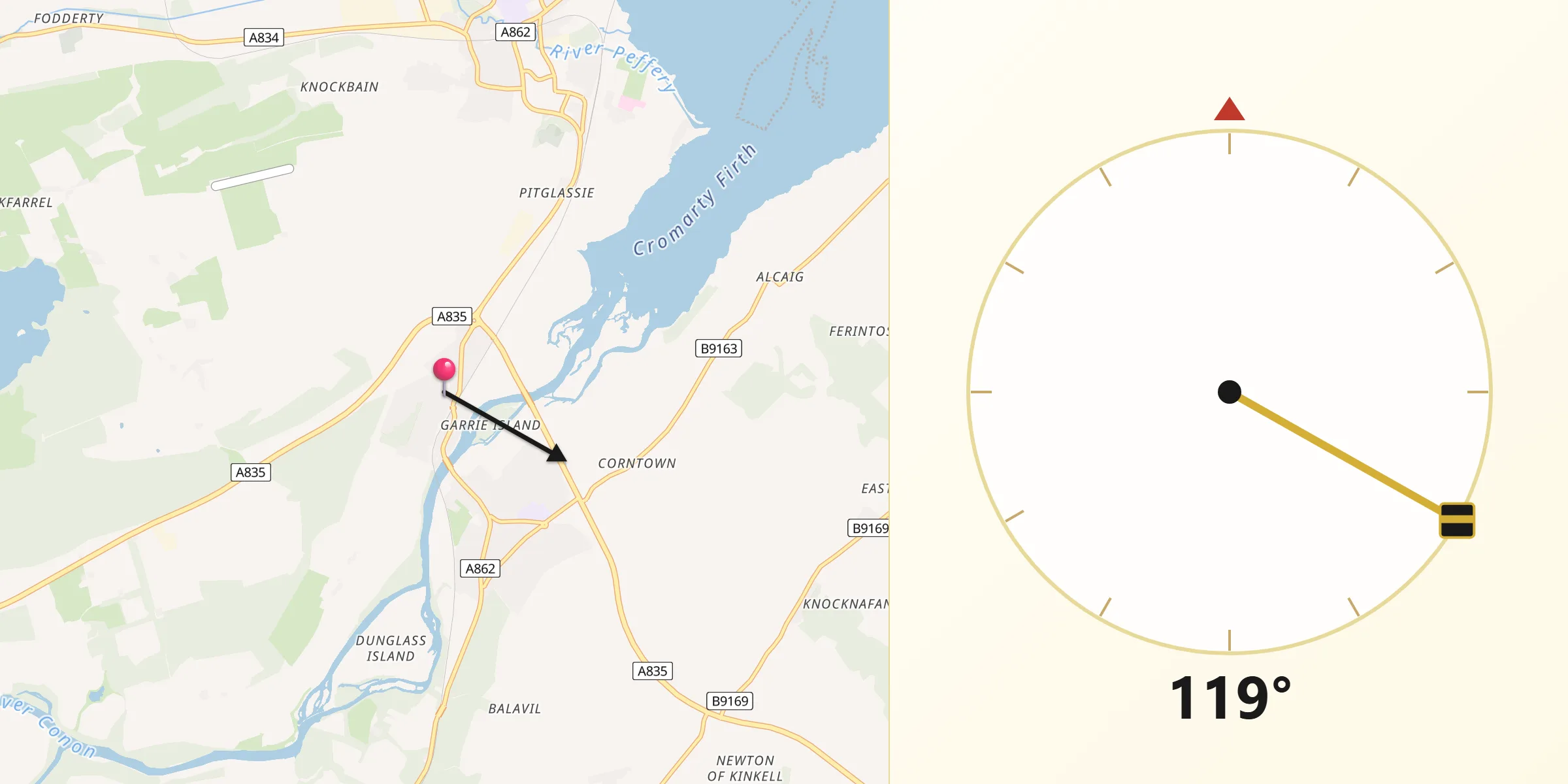 Qibla Direction from Maryburgh