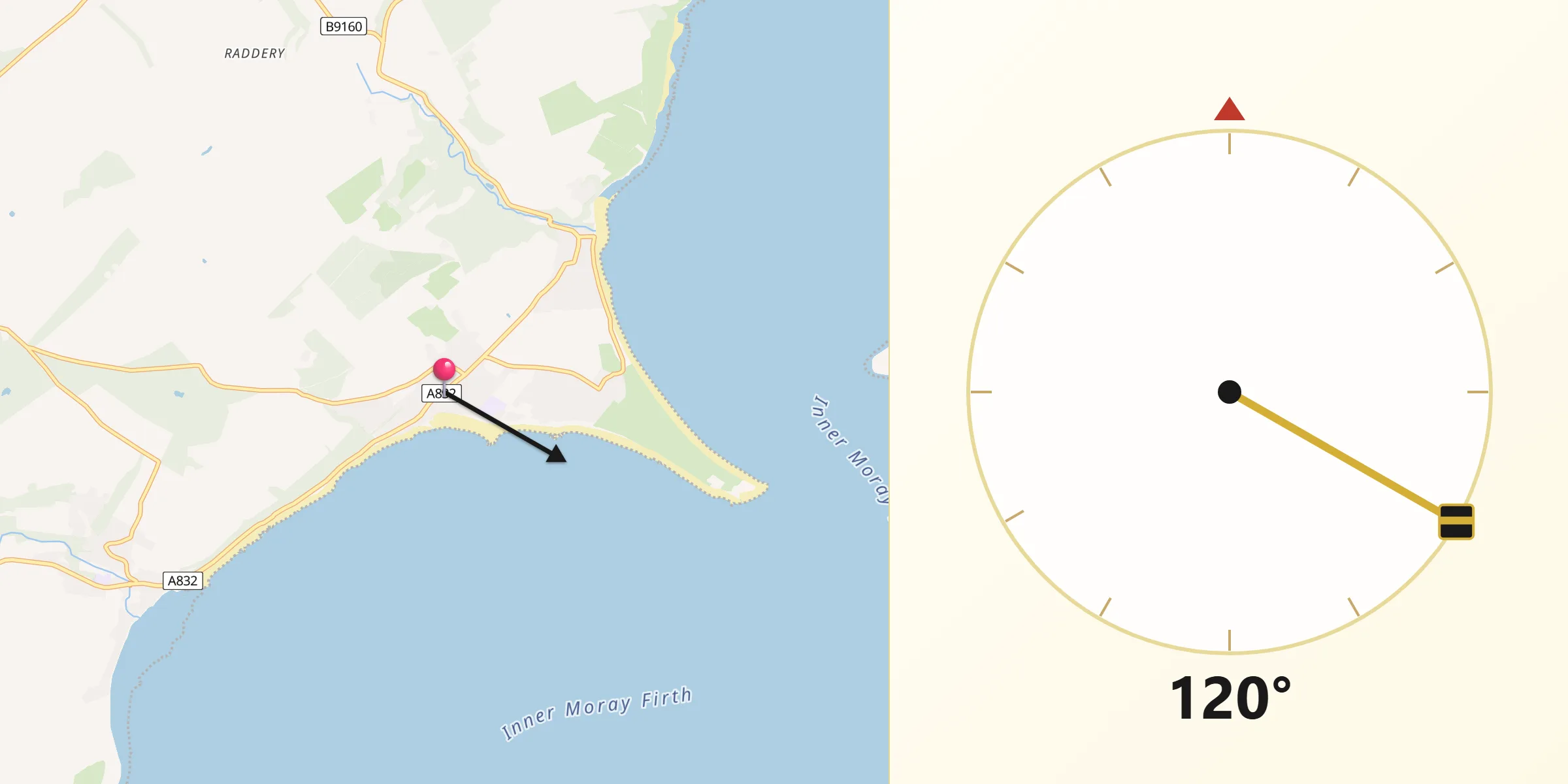 Qibla Direction from Fortrose