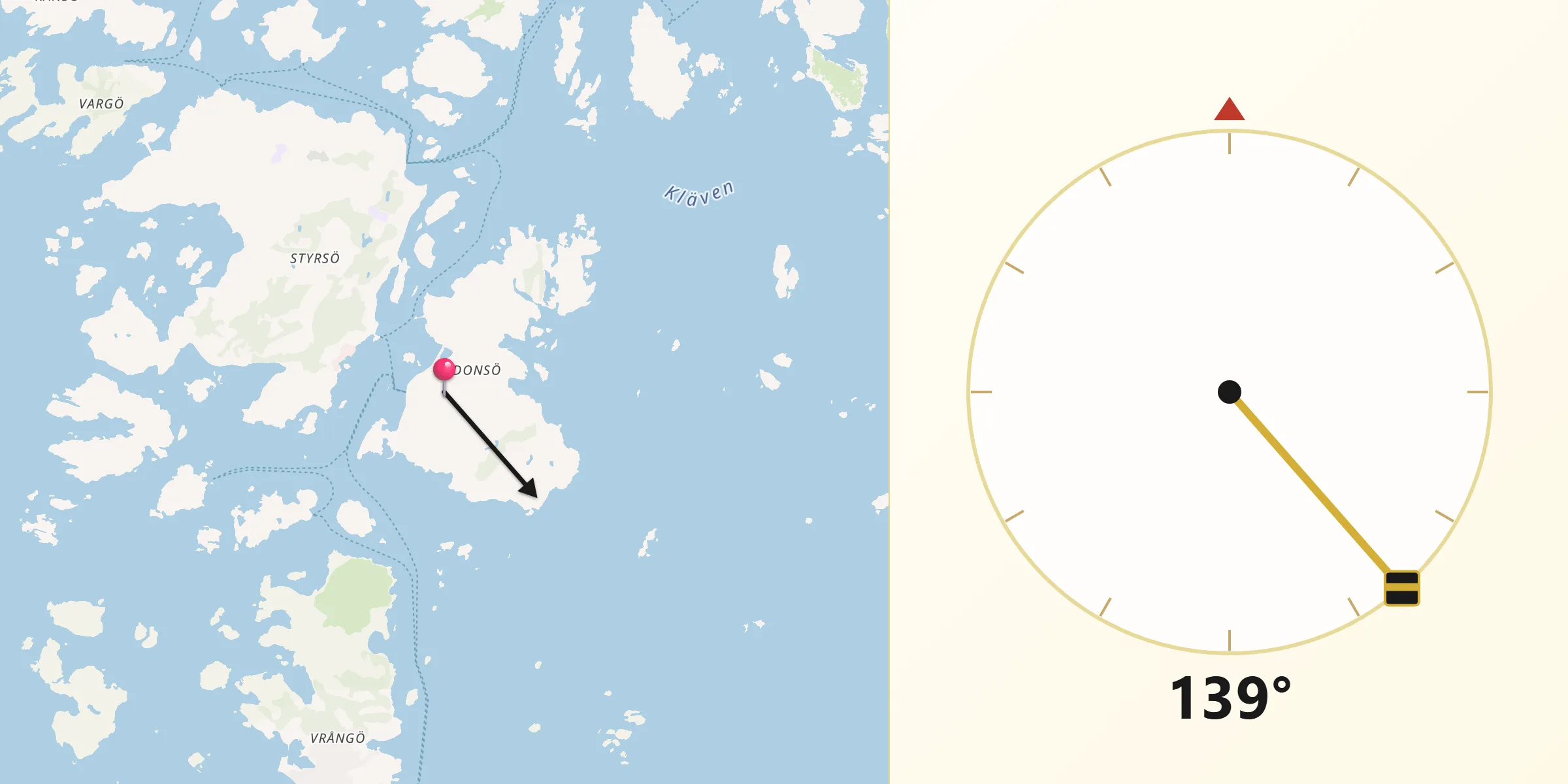 Qibla Riktning från Donsö
