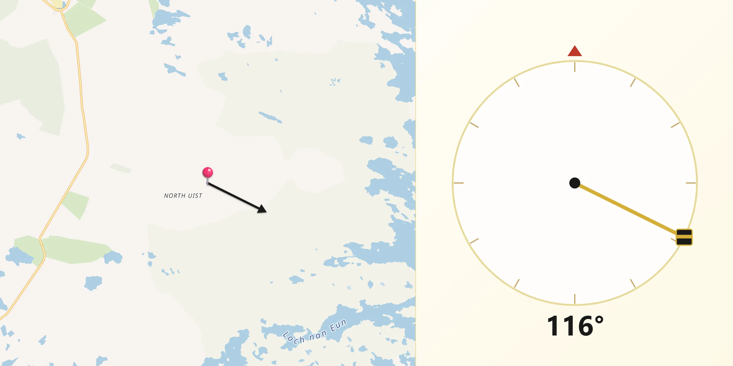 Qibla Direction from Isle of North Uist