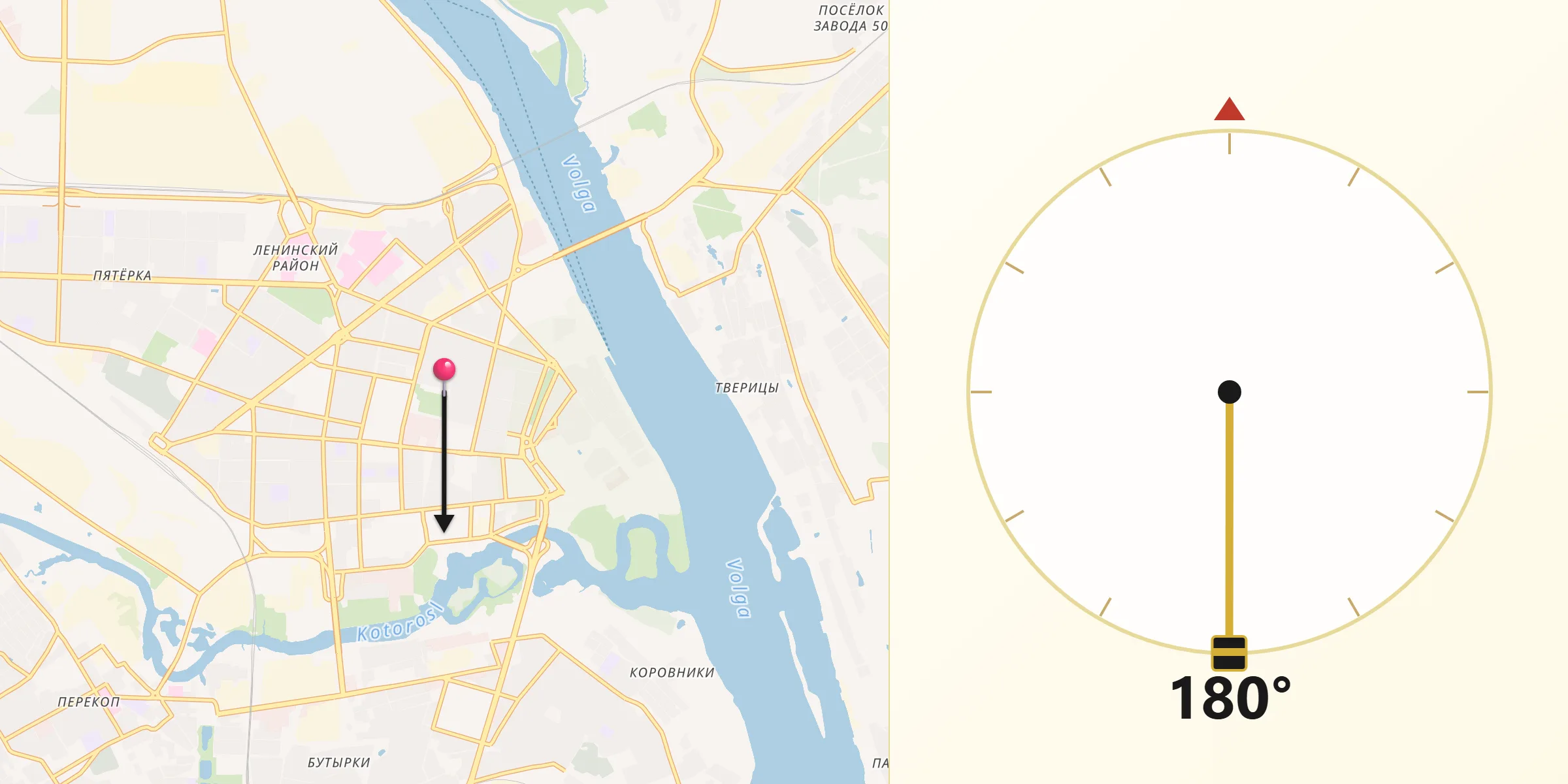 Direction vers la Qibla depuis Iaroslavl