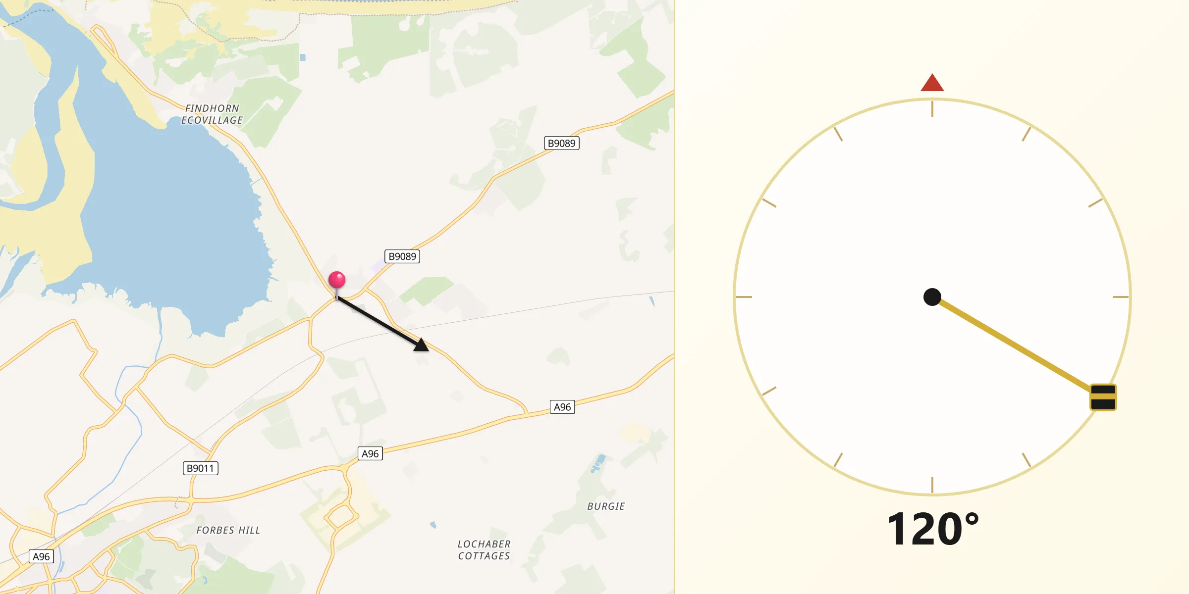 Qibla Direction from Kinloss