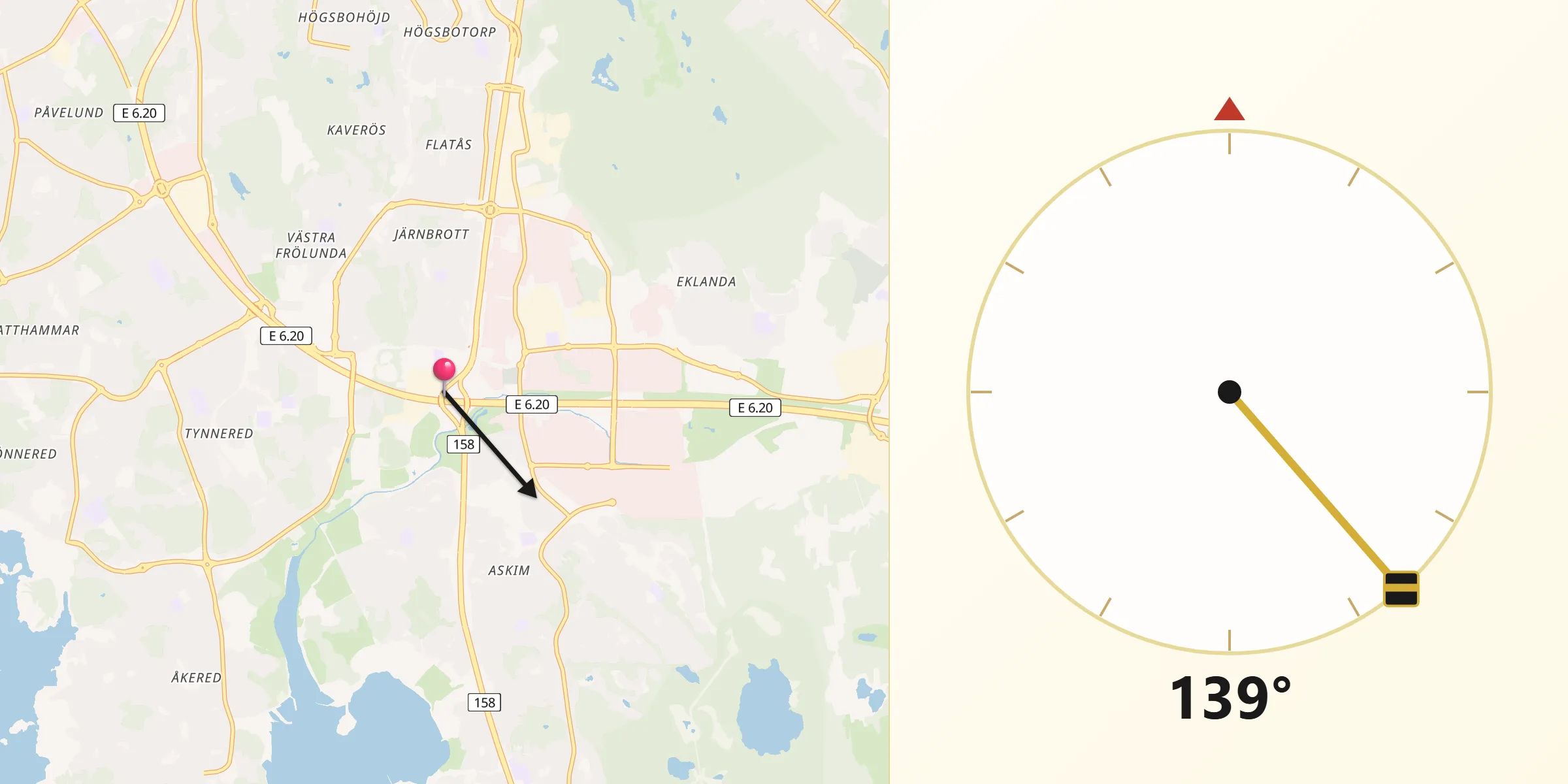 Qibla Riktning från Västra Frölunda