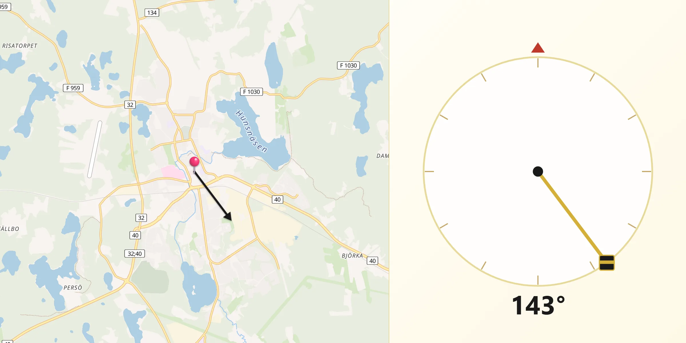 Qibla Riktning från Eksjö