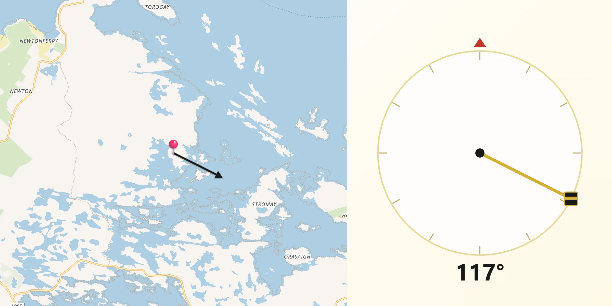 Qibla Direction from Eilean Siar