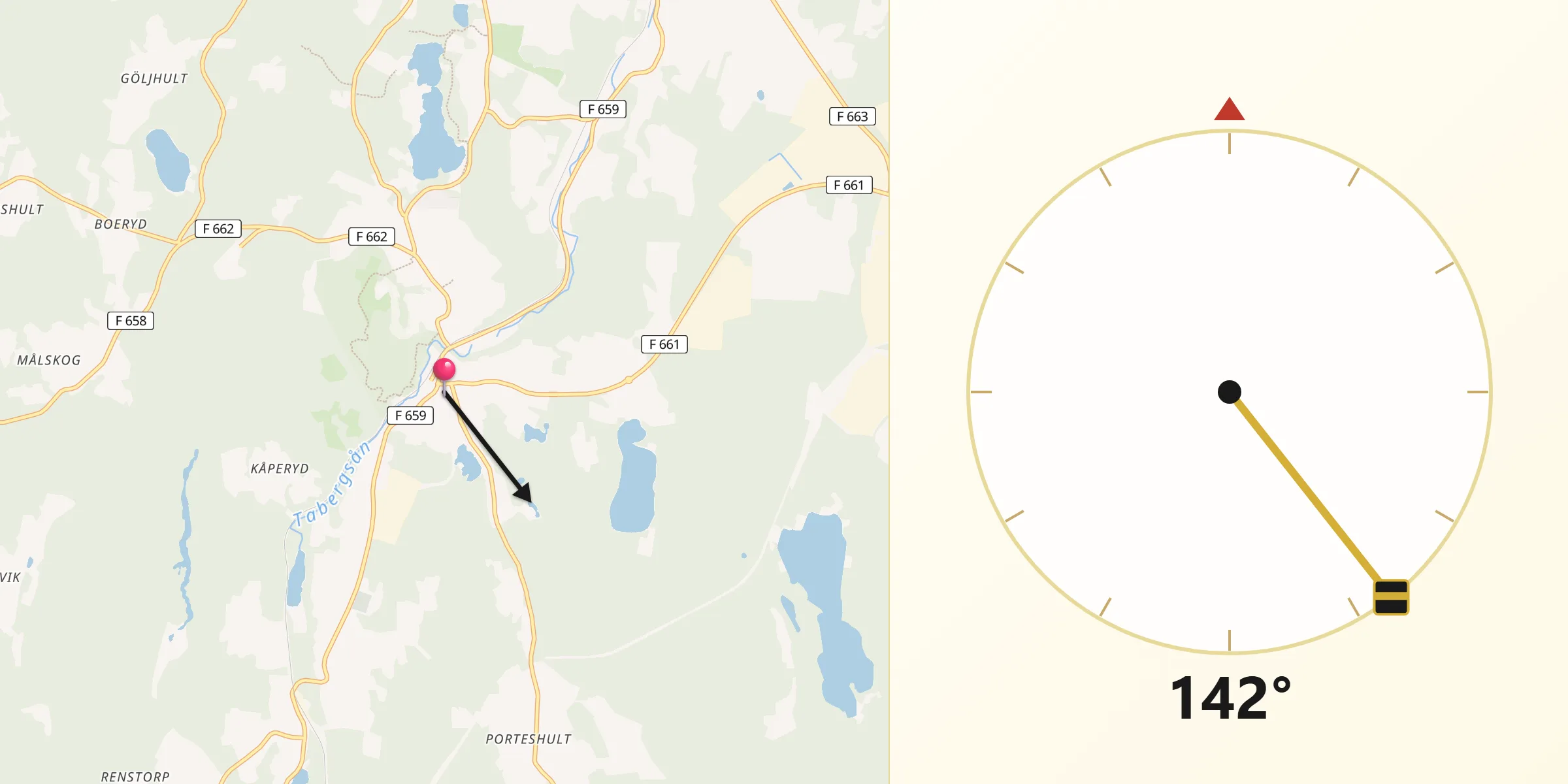 Qibla Riktning från Taberg