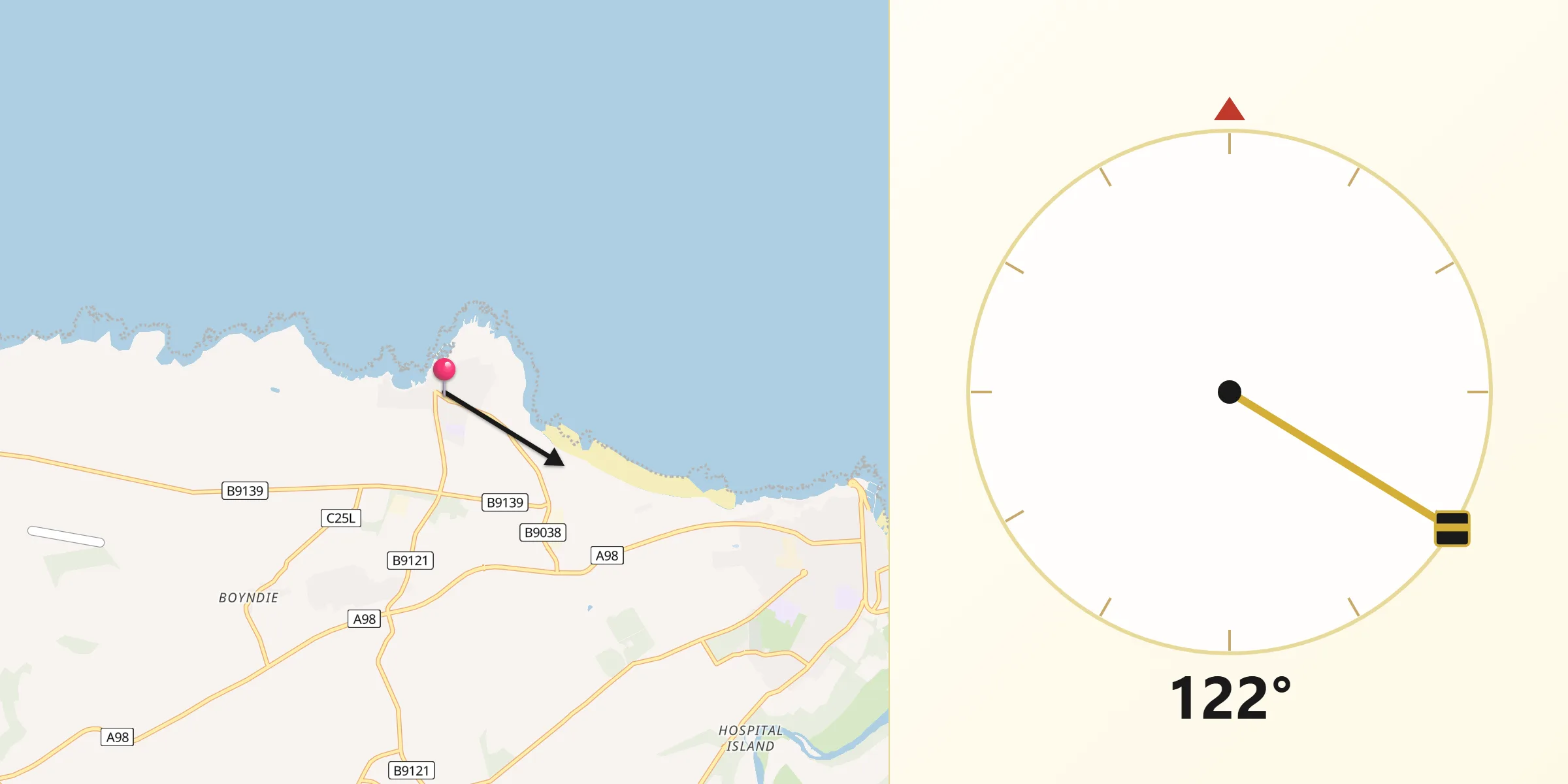 Qibla Direction from Whitehills