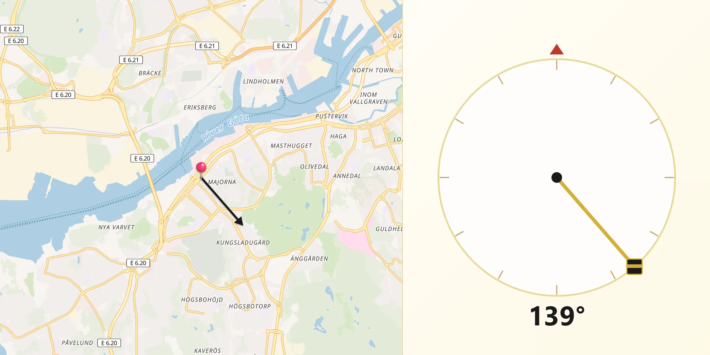 Qibla Riktning från Majorna