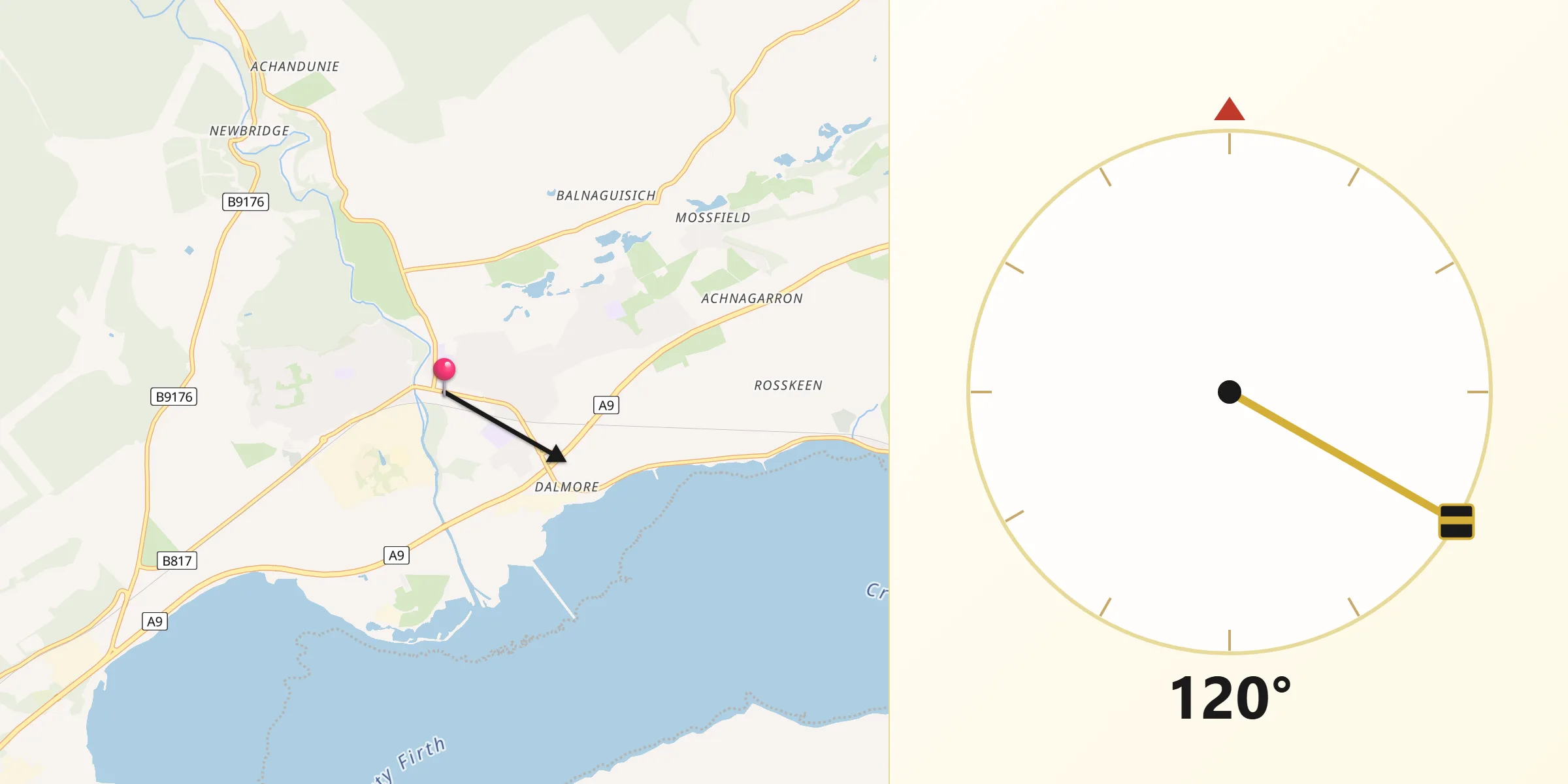 Qibla Direction from Alness