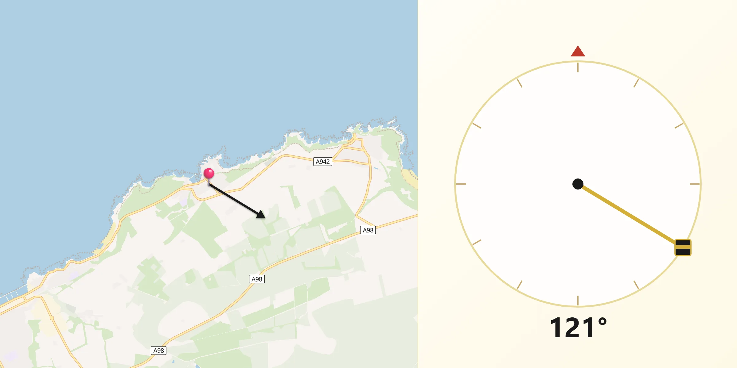 Qibla Direction from Findochty