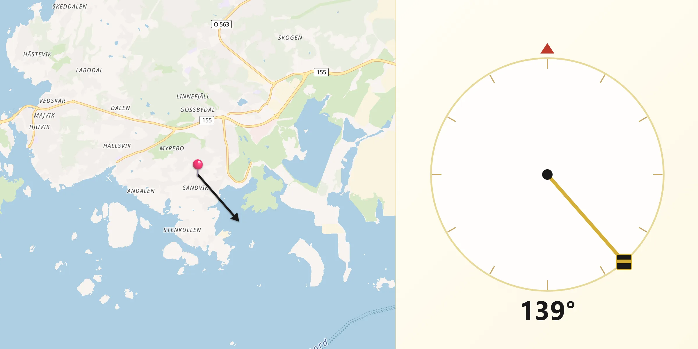 Qibla Riktning från Andalen