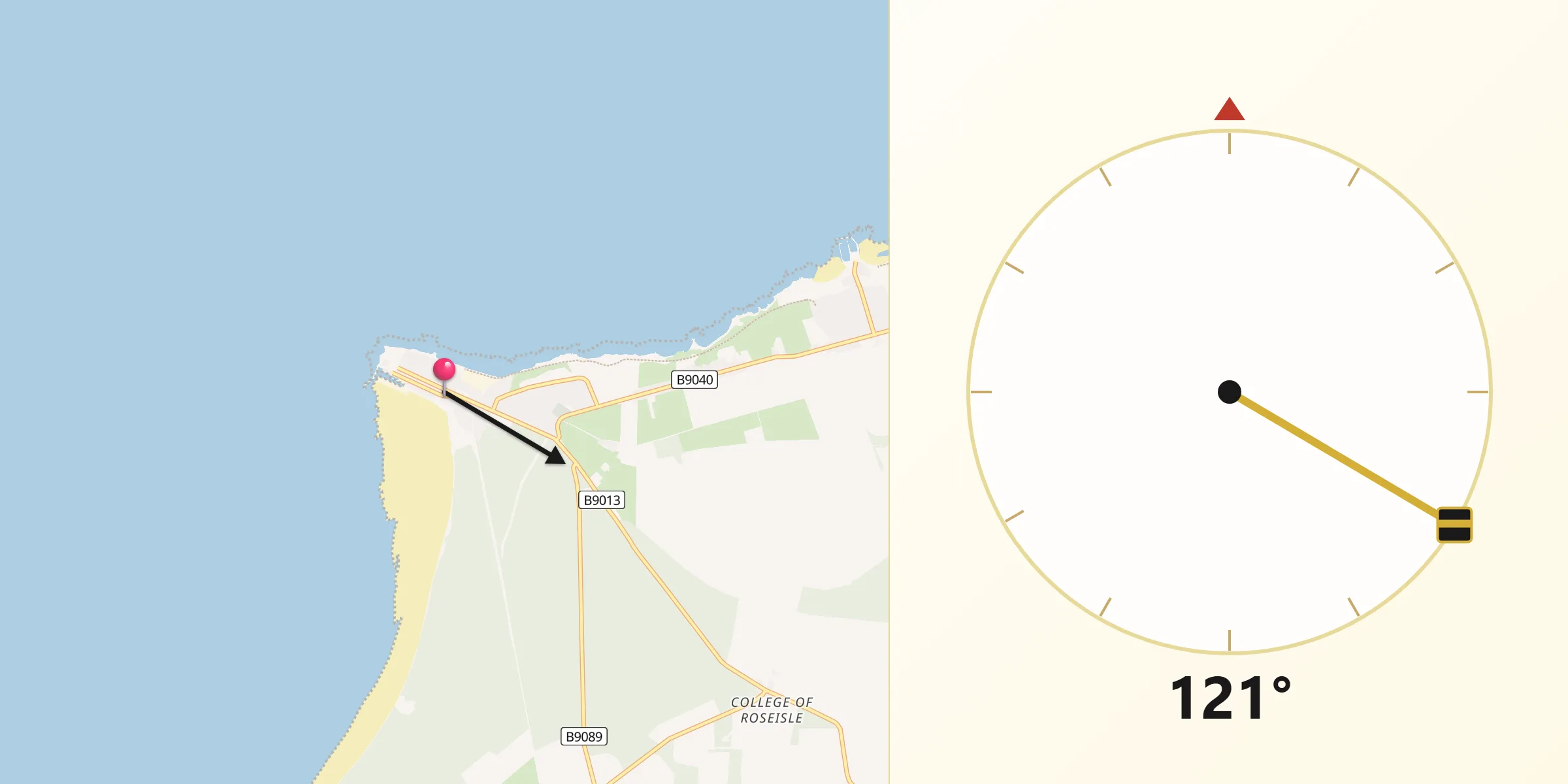 Qibla Direction from Burghead
