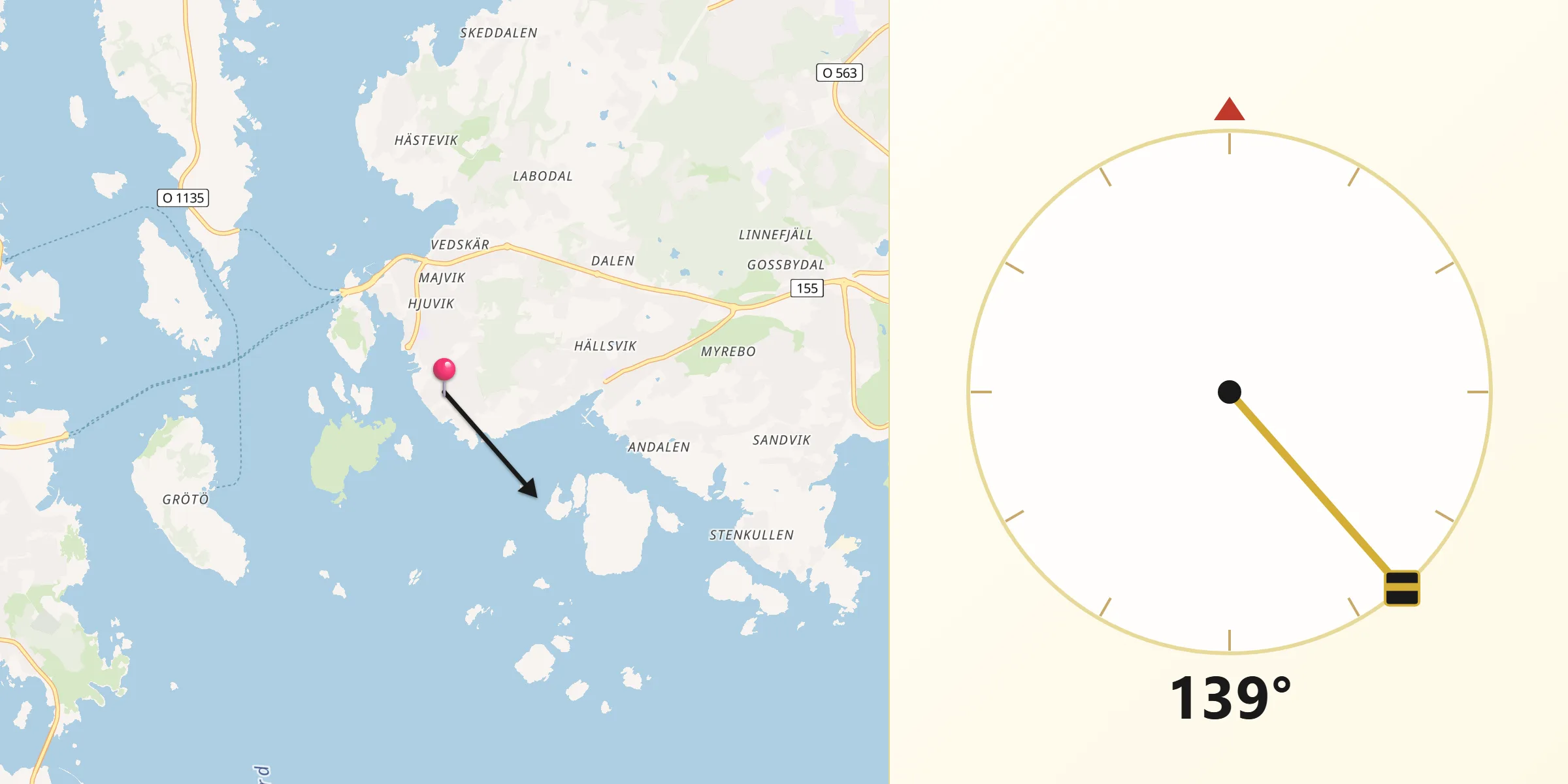 Qibla Riktning från Hjuvik
