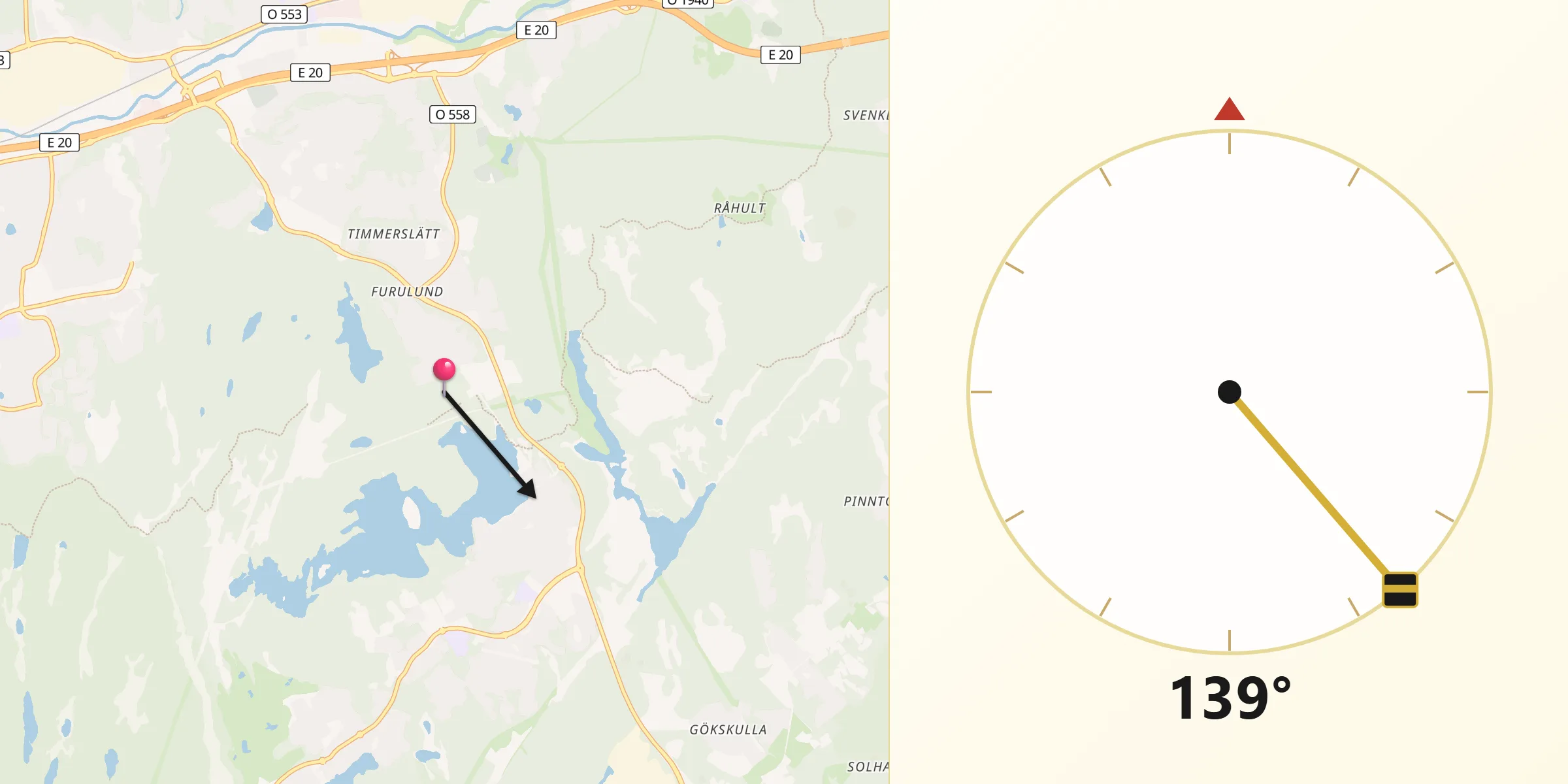 Qibla Riktning från Furulund