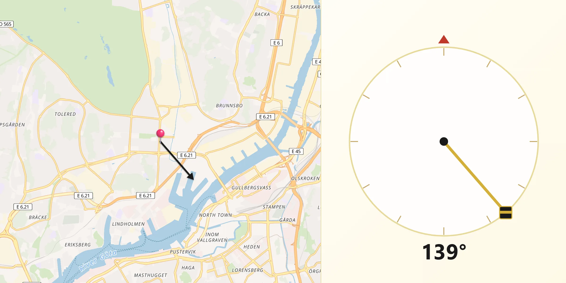 Qibla Riktning från Göteborgs stad