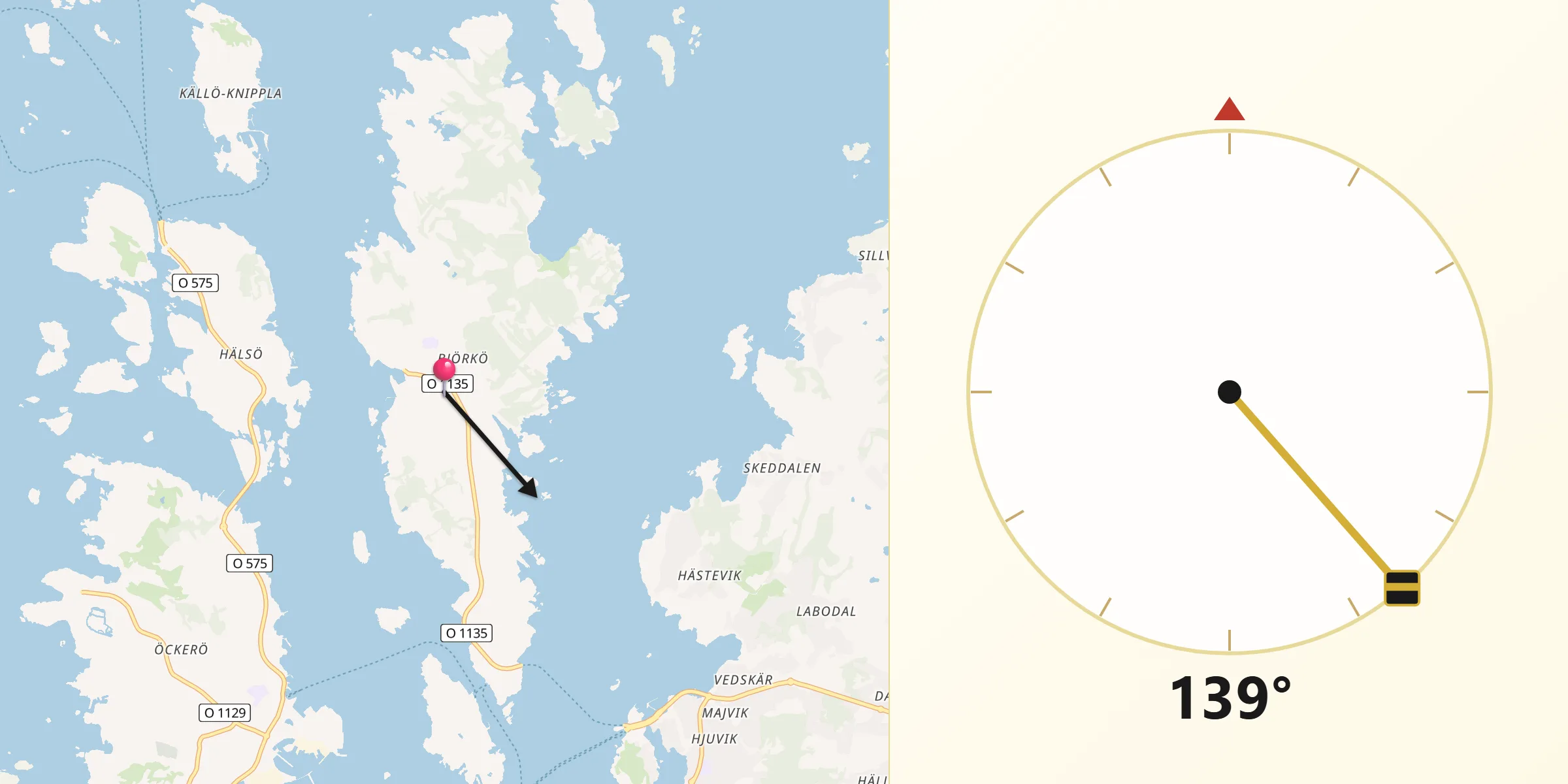 Qibla Riktning från Björkö