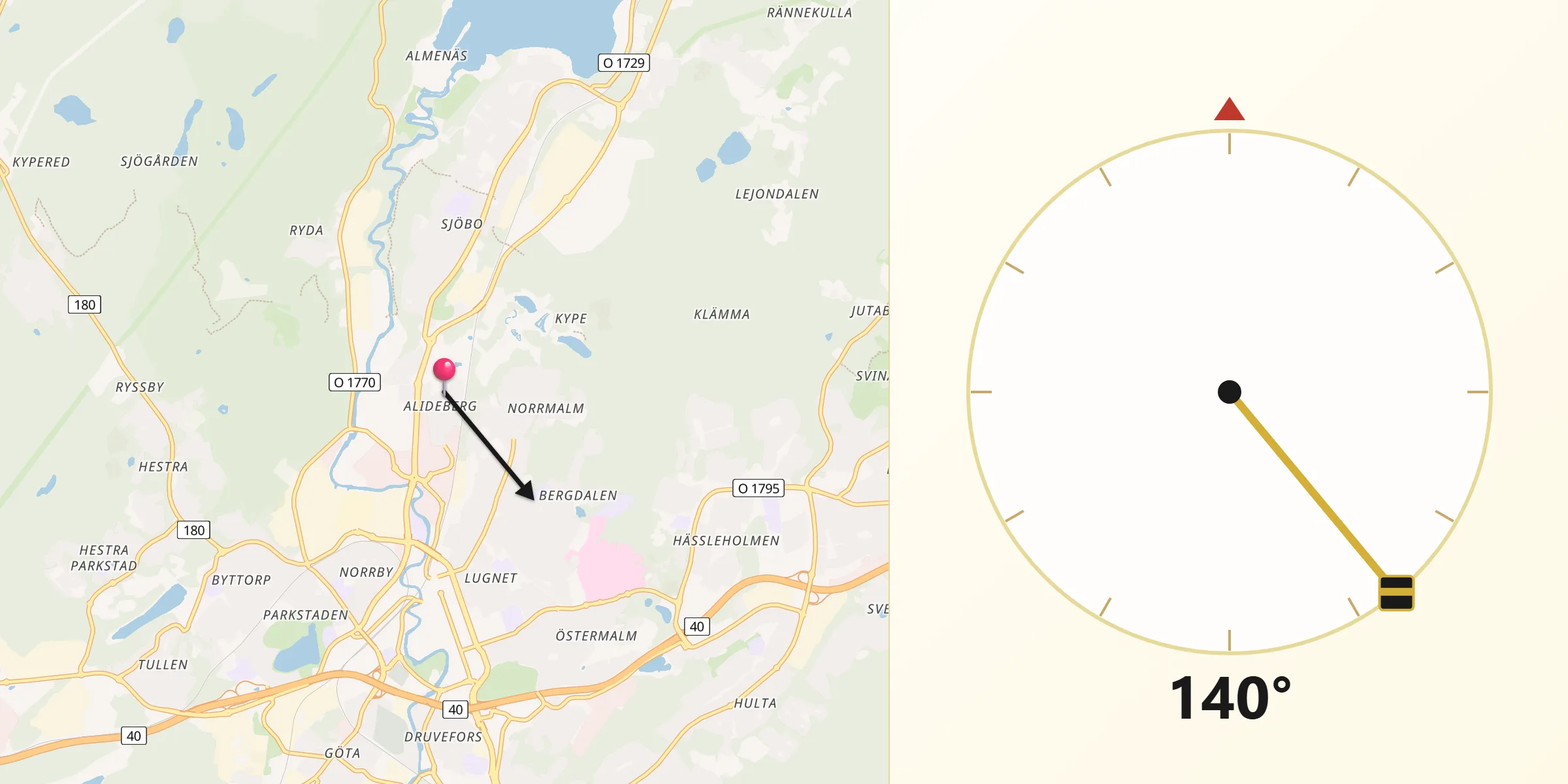 Qibla Riktning från Borås