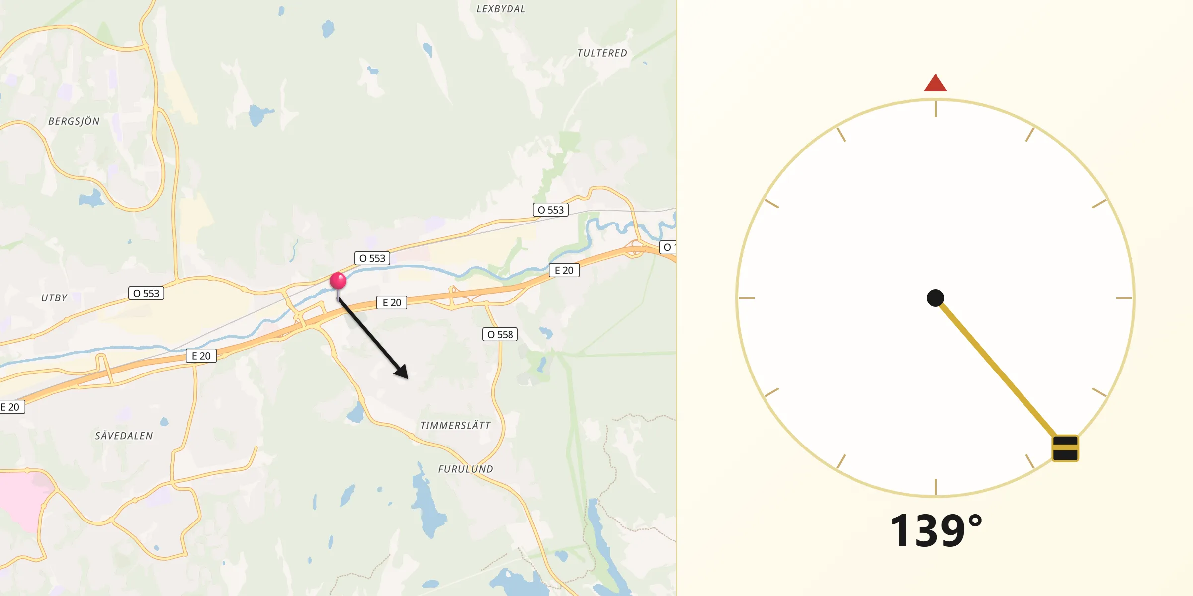 Qibla Riktning från Partille