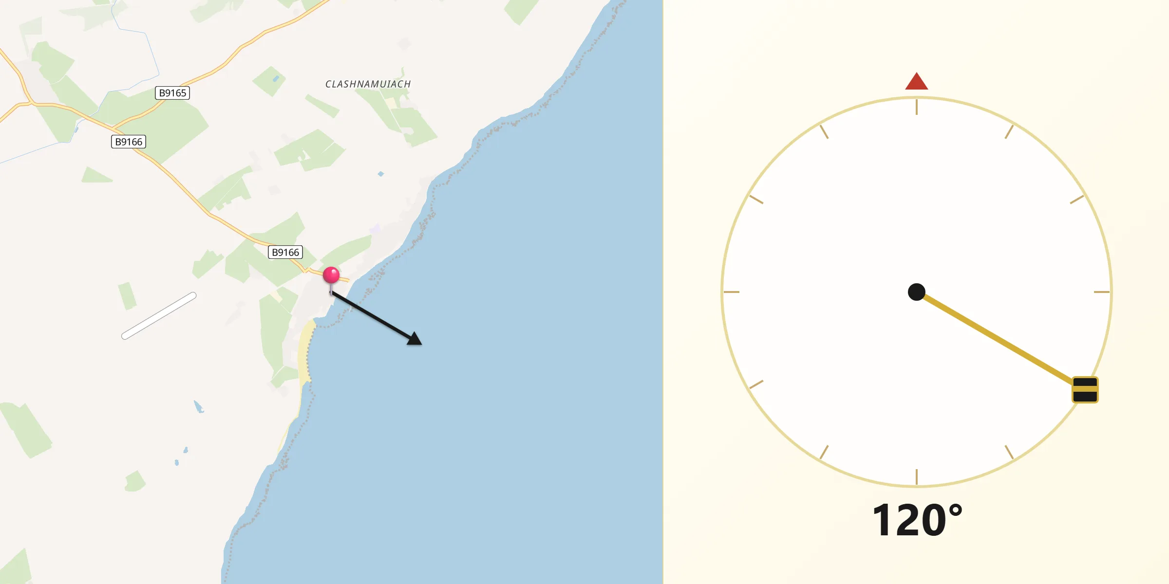 Qibla Direction from Balintore