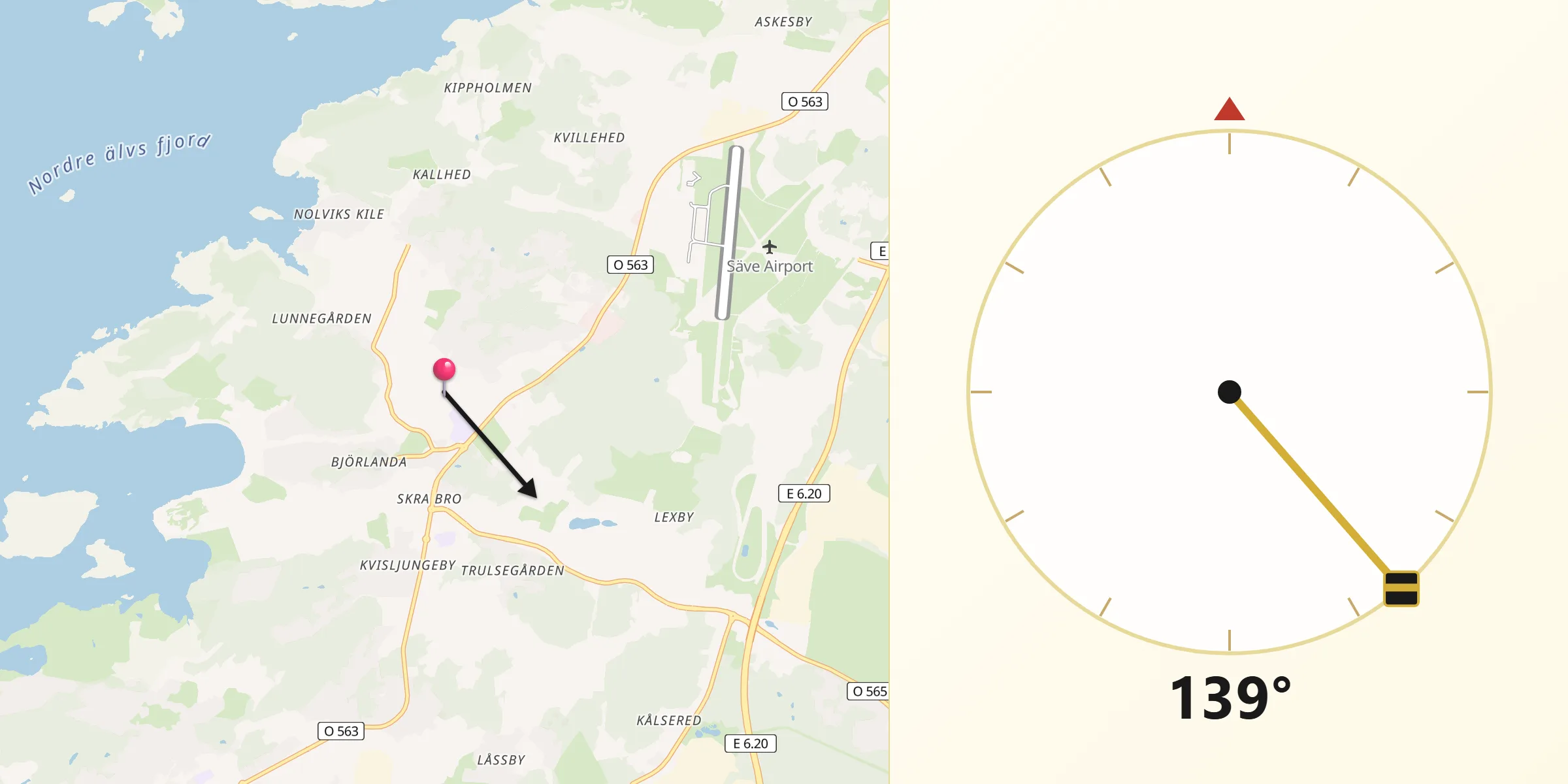 Qibla Riktning från Björlanda