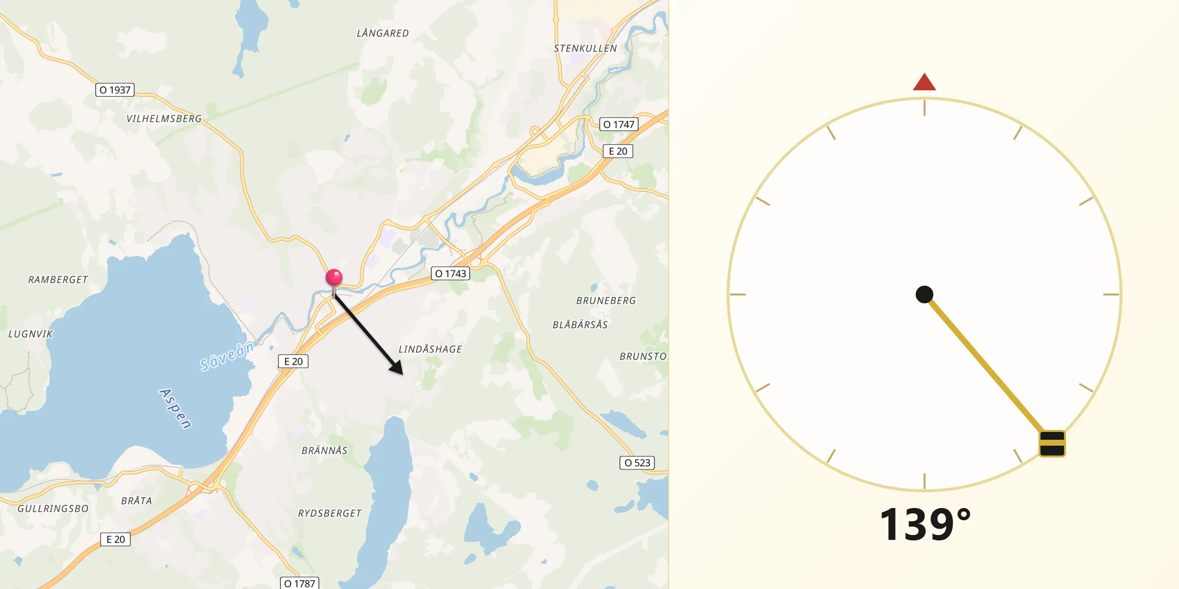 Qibla Riktning från Lerum