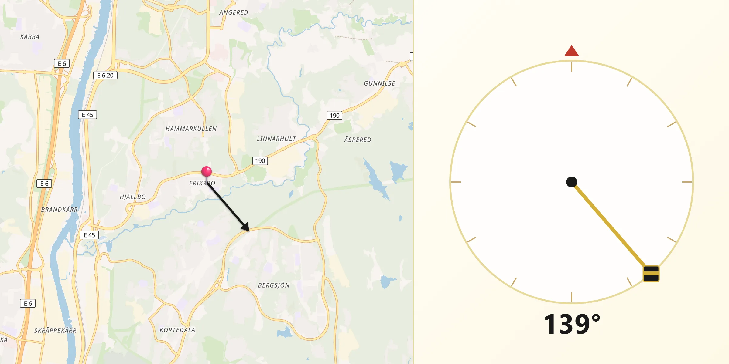 Qibla Riktning från Eriksbo