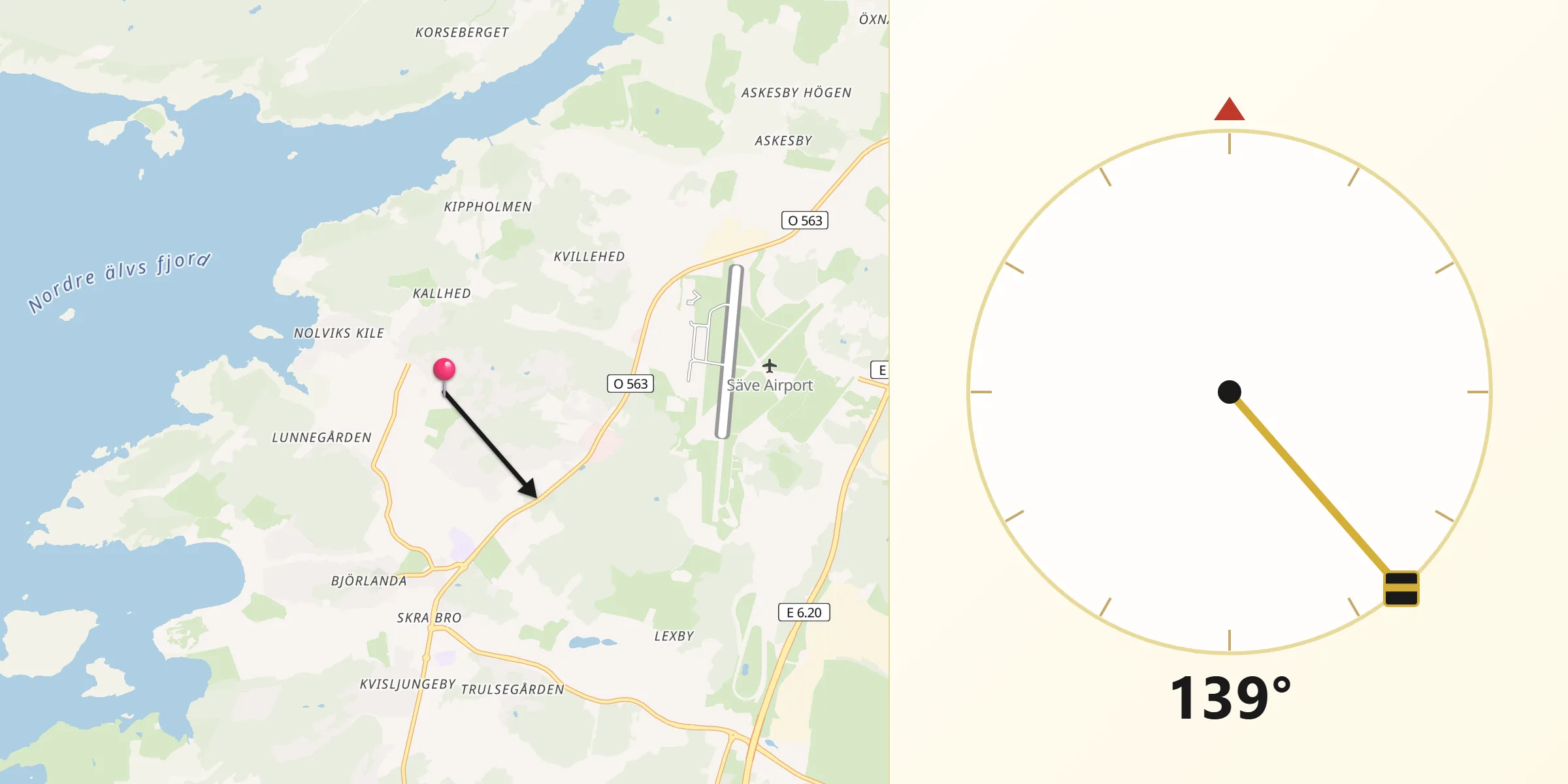 Qibla Riktning från Nolvik