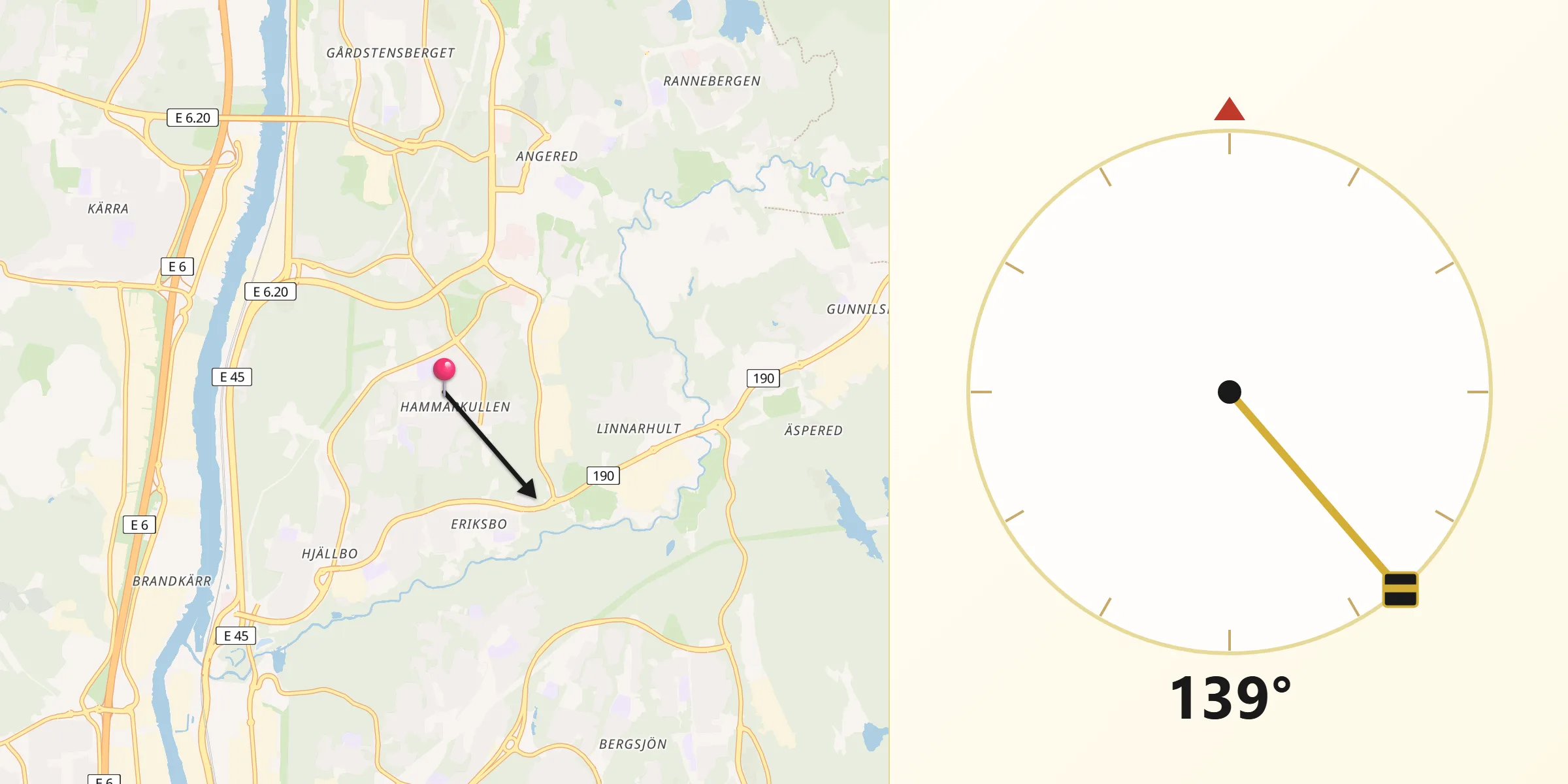Qibla Riktning från Hammarkullen
