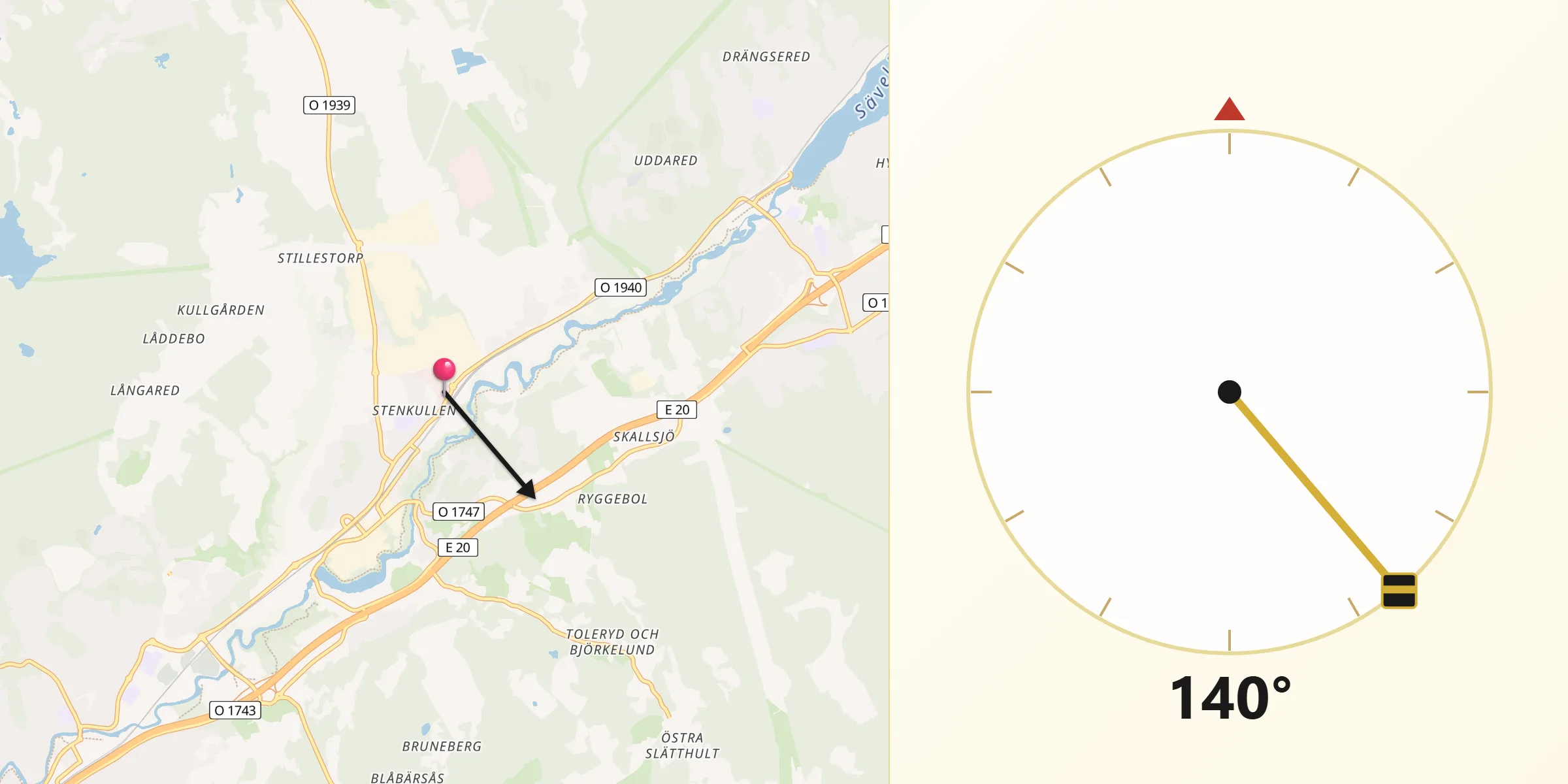 Qibla Riktning från Stenkullen