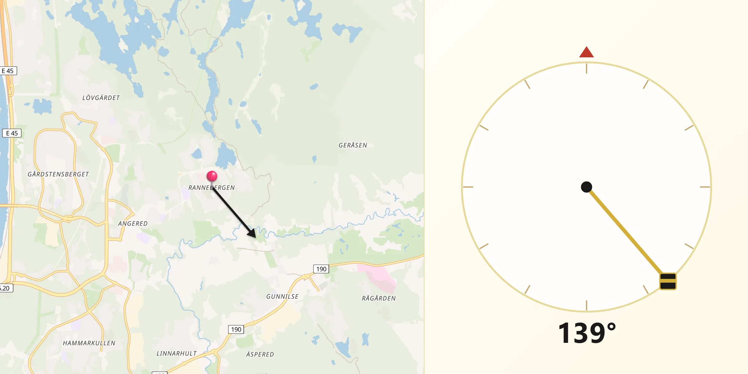 Qibla Riktning från Rannebergen