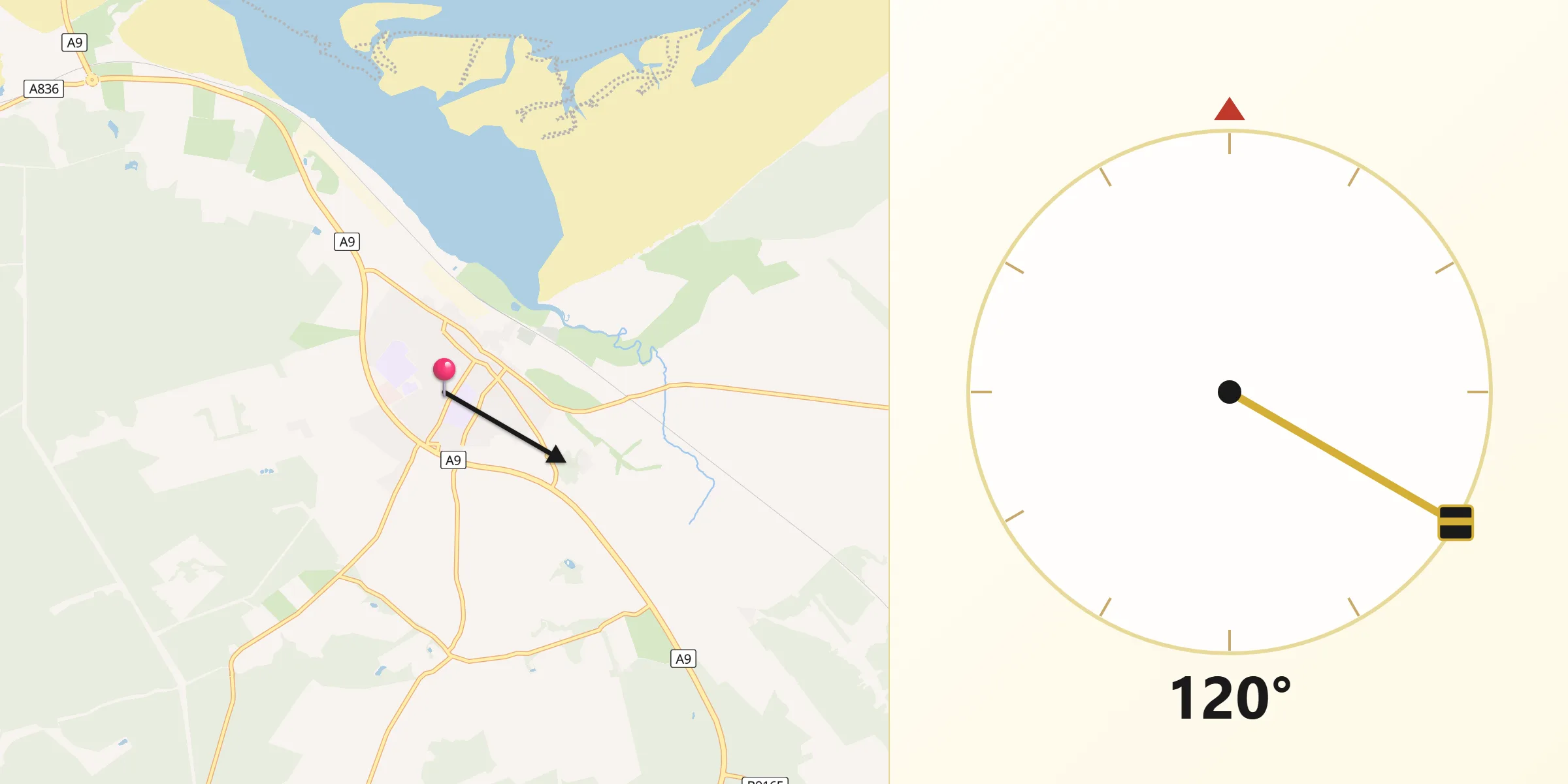 Qibla Direction from Tain