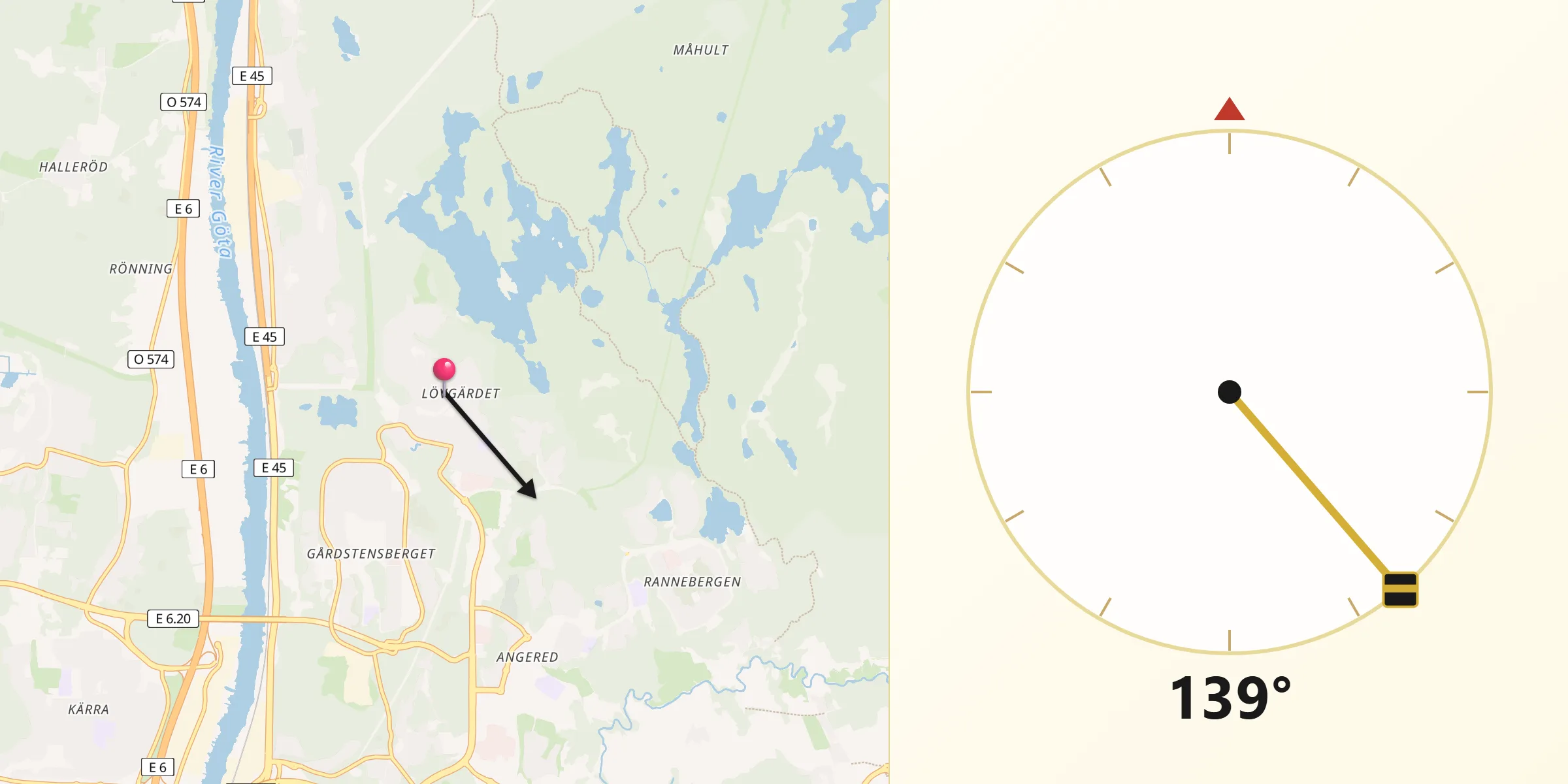 Qibla Riktning från Lövgärdet
