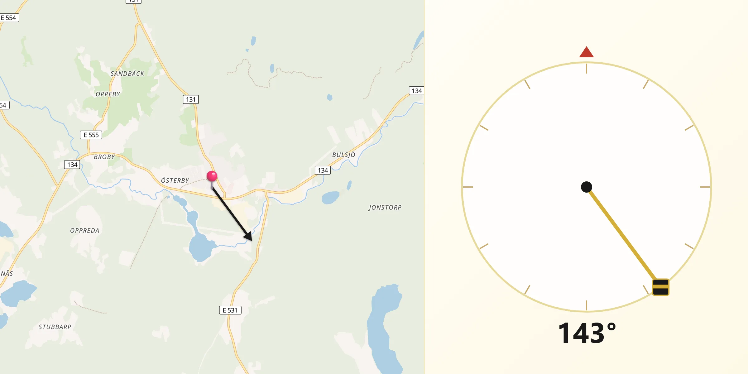 Qibla Riktning från Österbymo