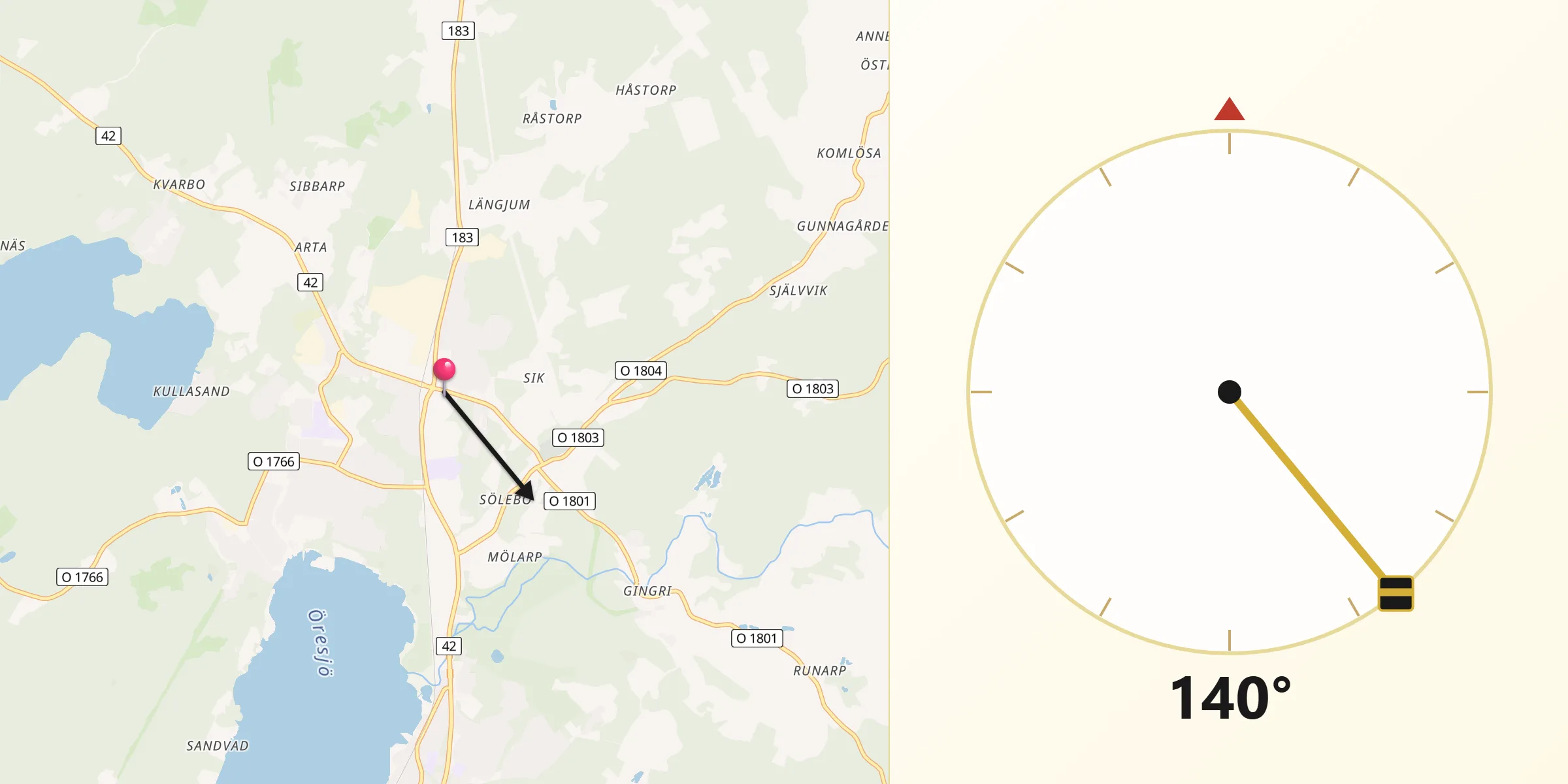Qibla Riktning från Fristad