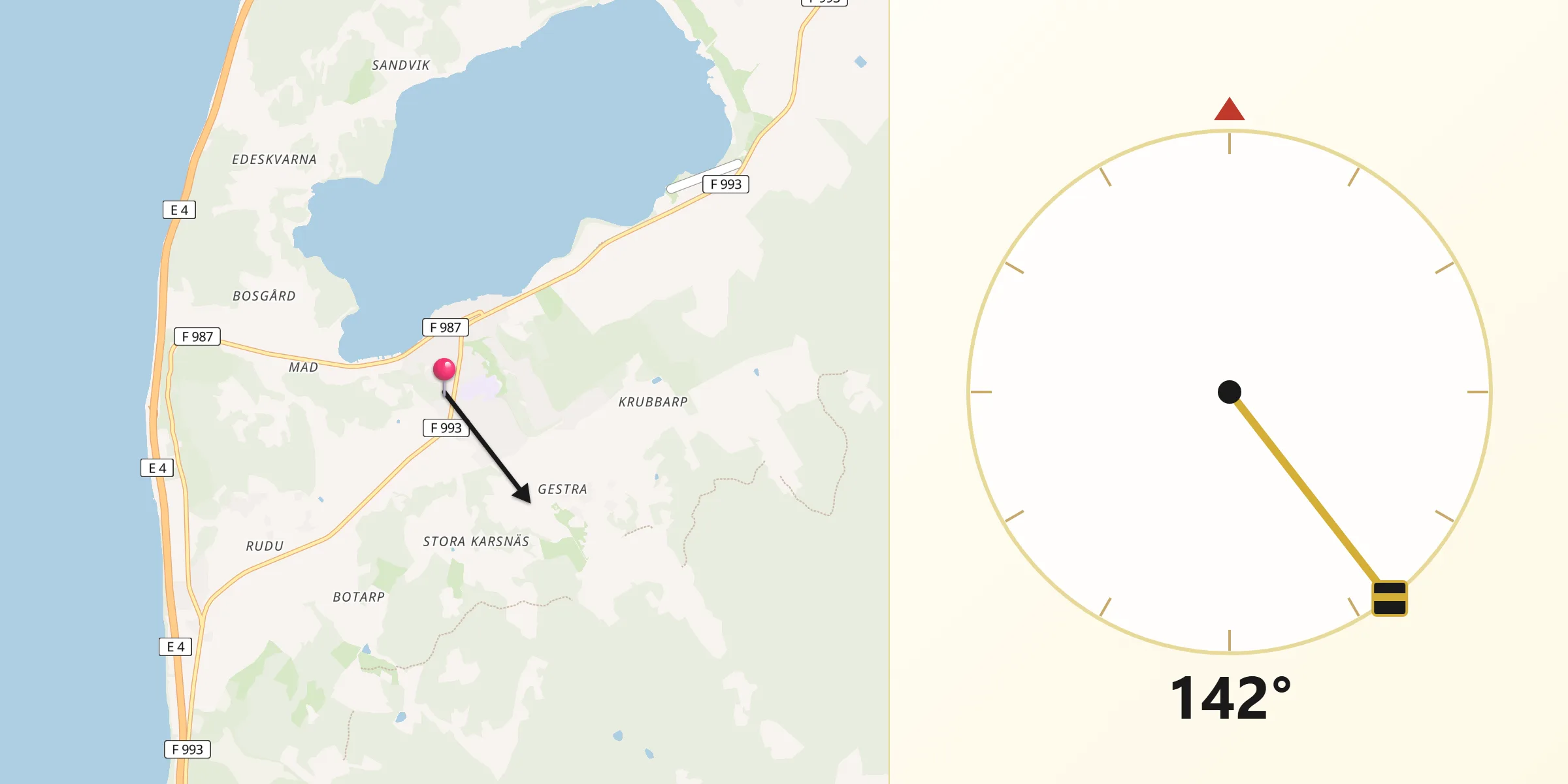 Qibla Riktning från Kaxholmen