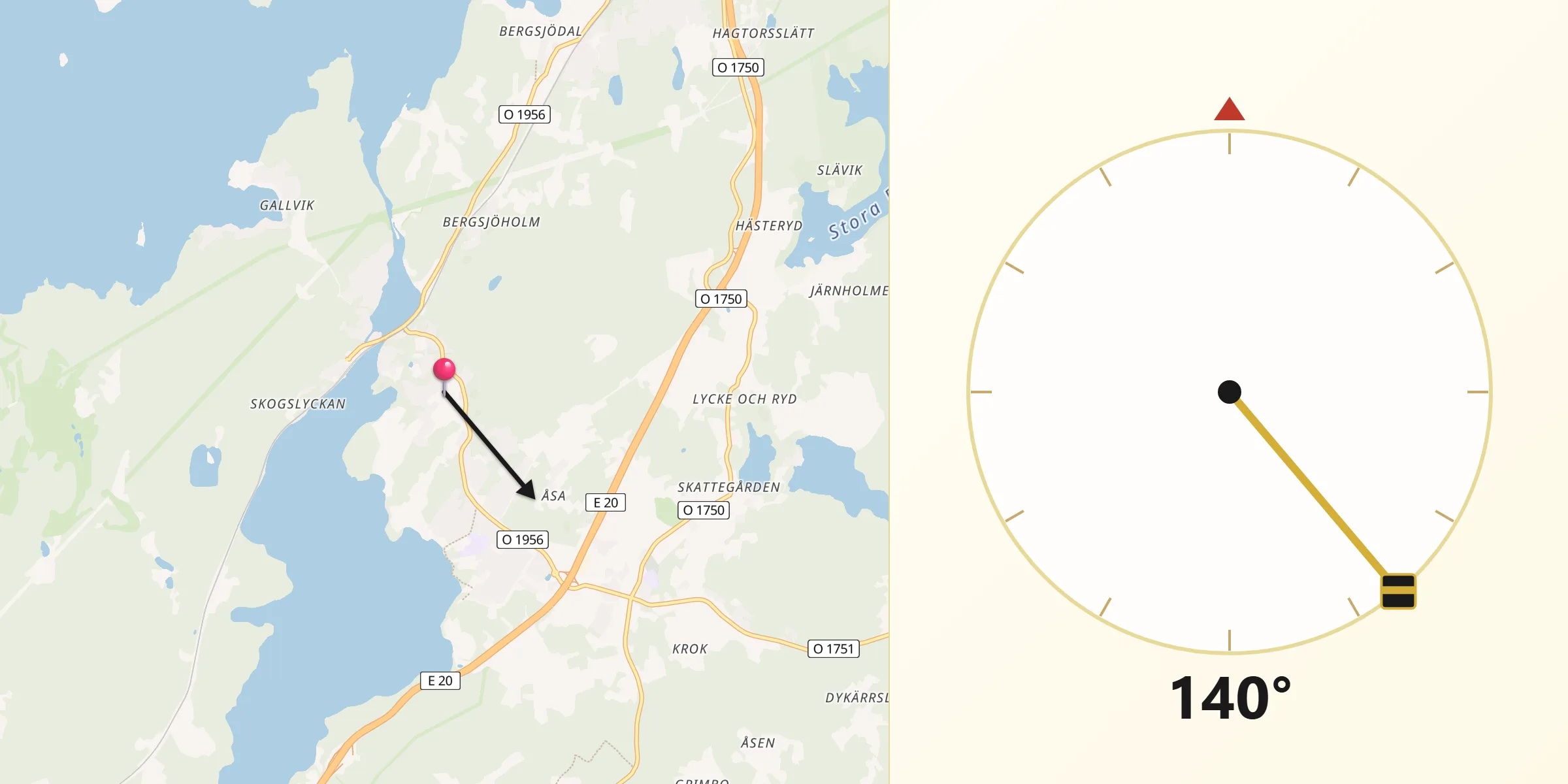 Qibla Riktning från Ingared