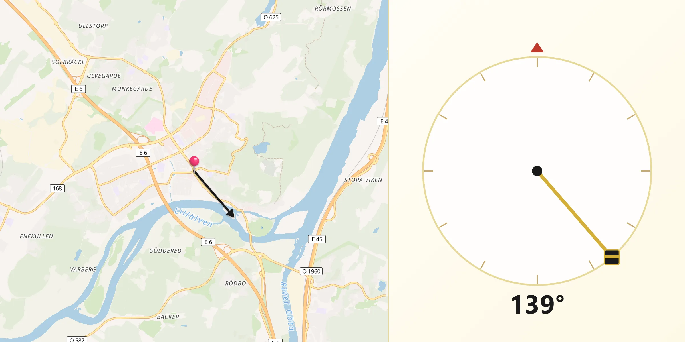 Qibla Riktning från Kungälv